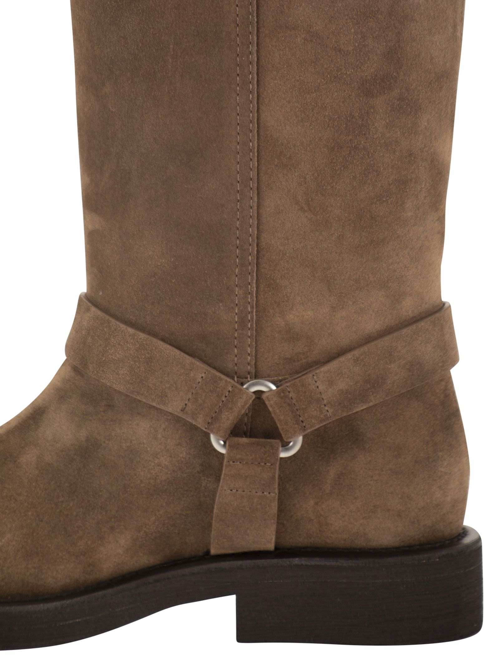Brunello Cucinelli Women Suede Boots With Harness Strap And Ring Detail BRUNELLO CUCINELLI
