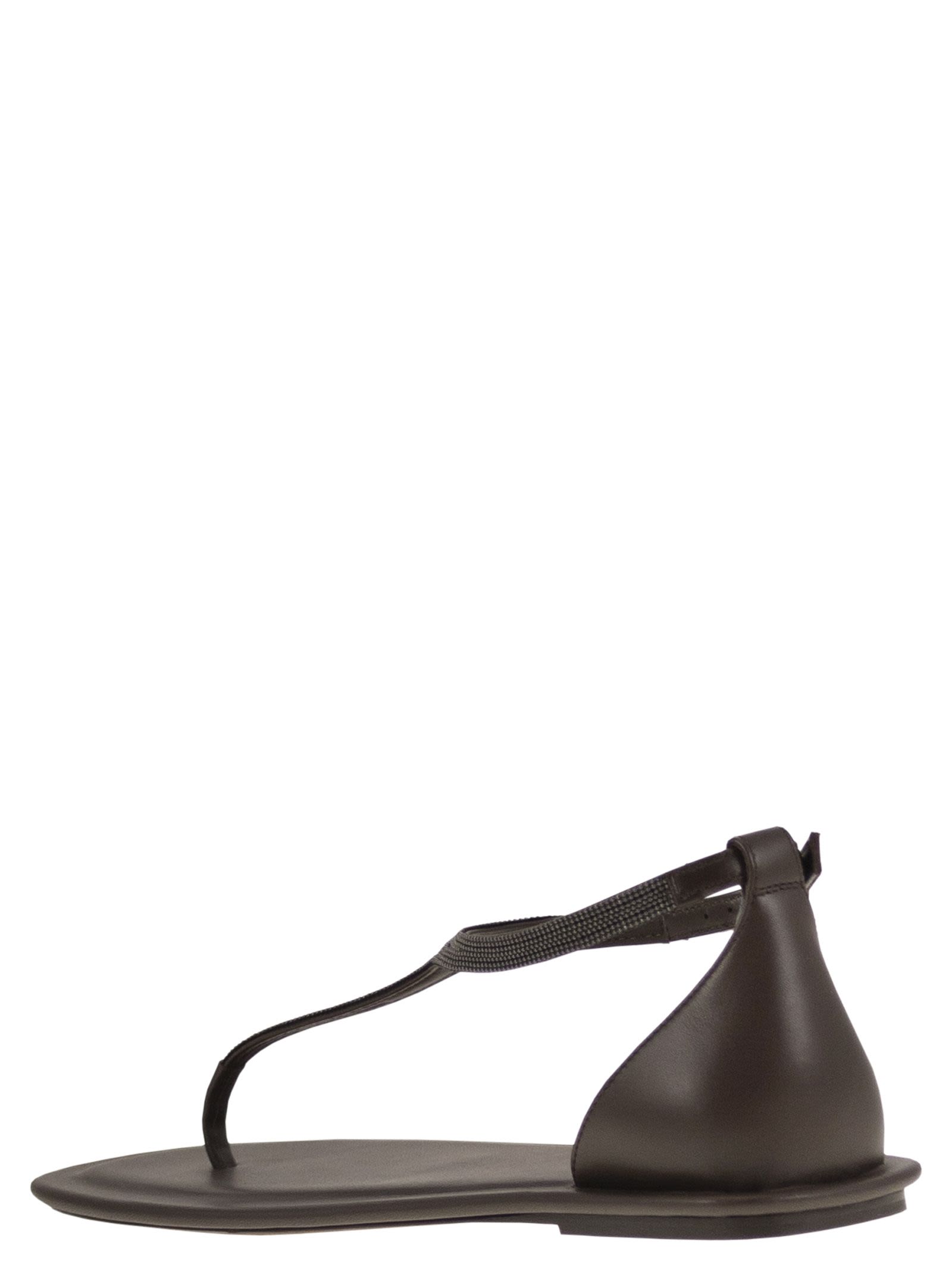 Brunello Cucinelli Women Nappa Leather Sandals With Precious Strap BRUNELLO CUCINELLI