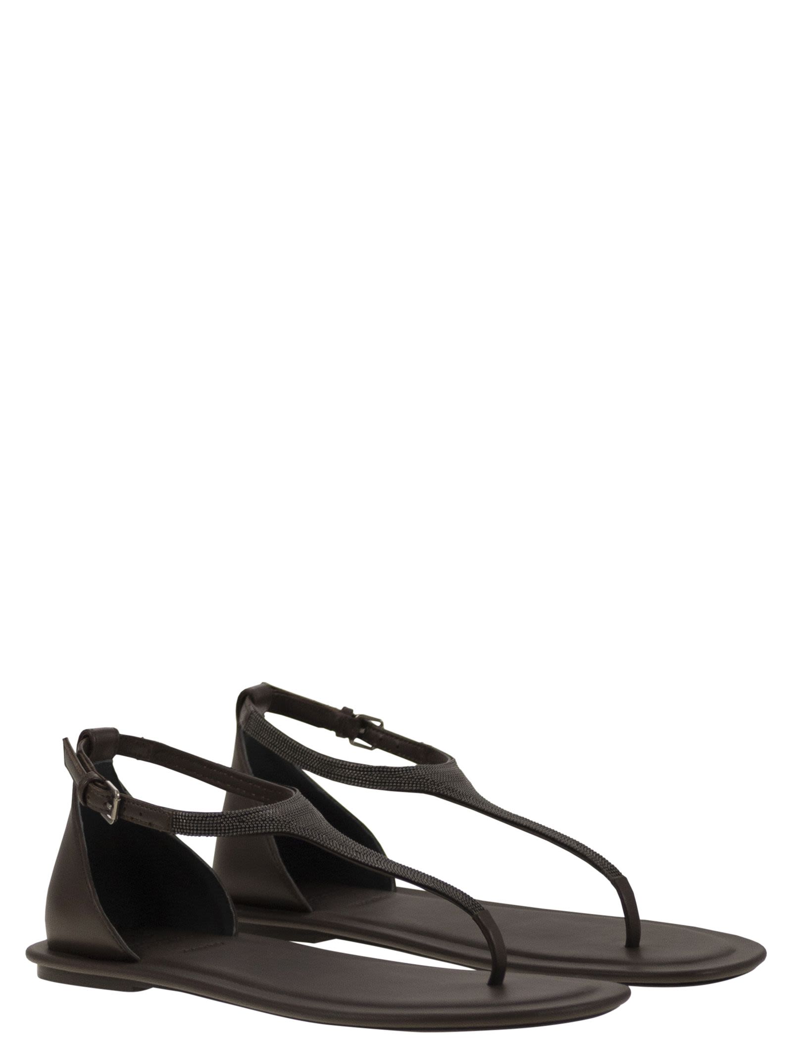 Brunello Cucinelli Women Nappa Leather Sandals With Precious Strap BRUNELLO CUCINELLI
