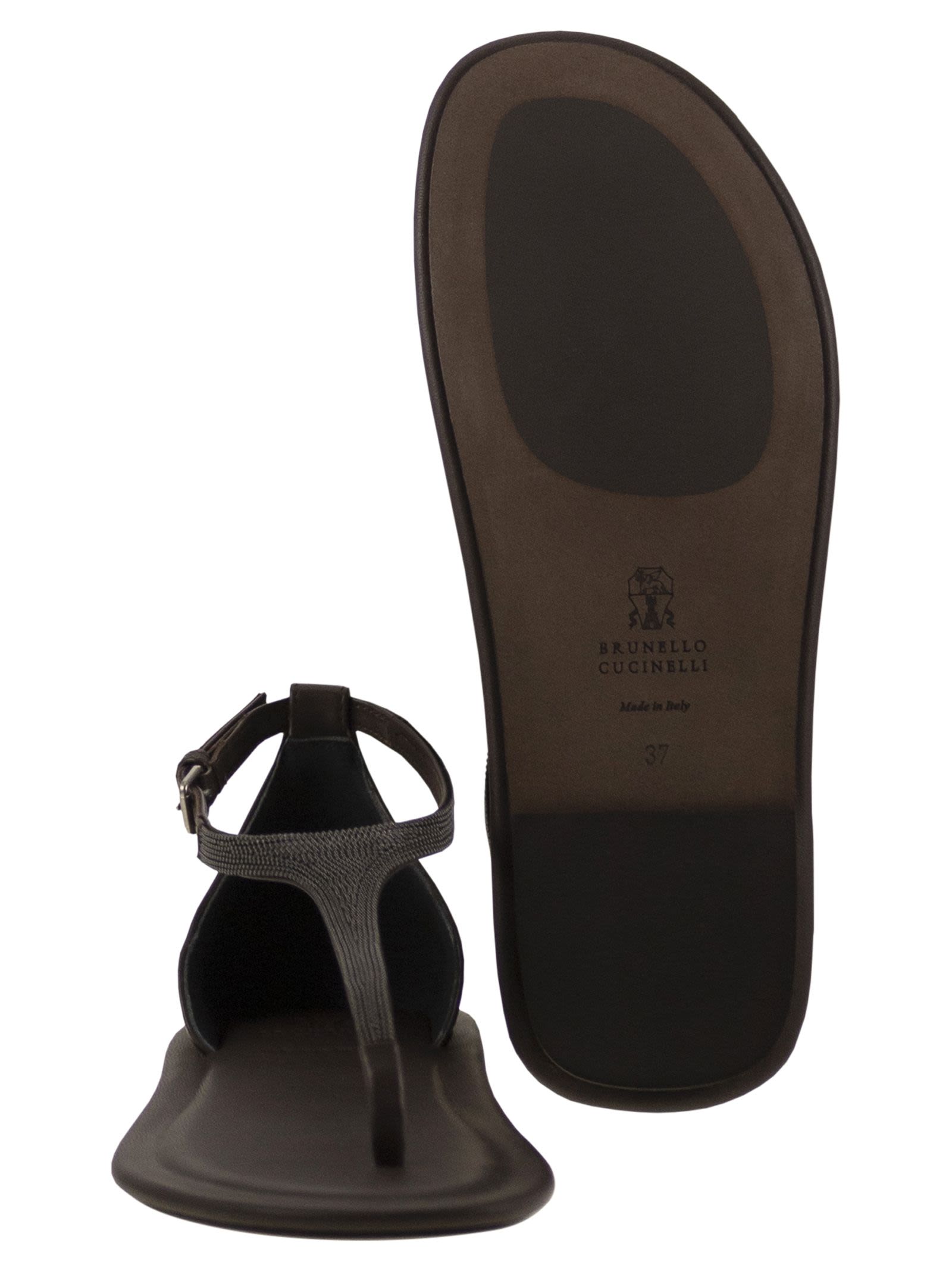 Brunello Cucinelli Women Nappa Leather Sandals With Precious Strap BRUNELLO CUCINELLI
