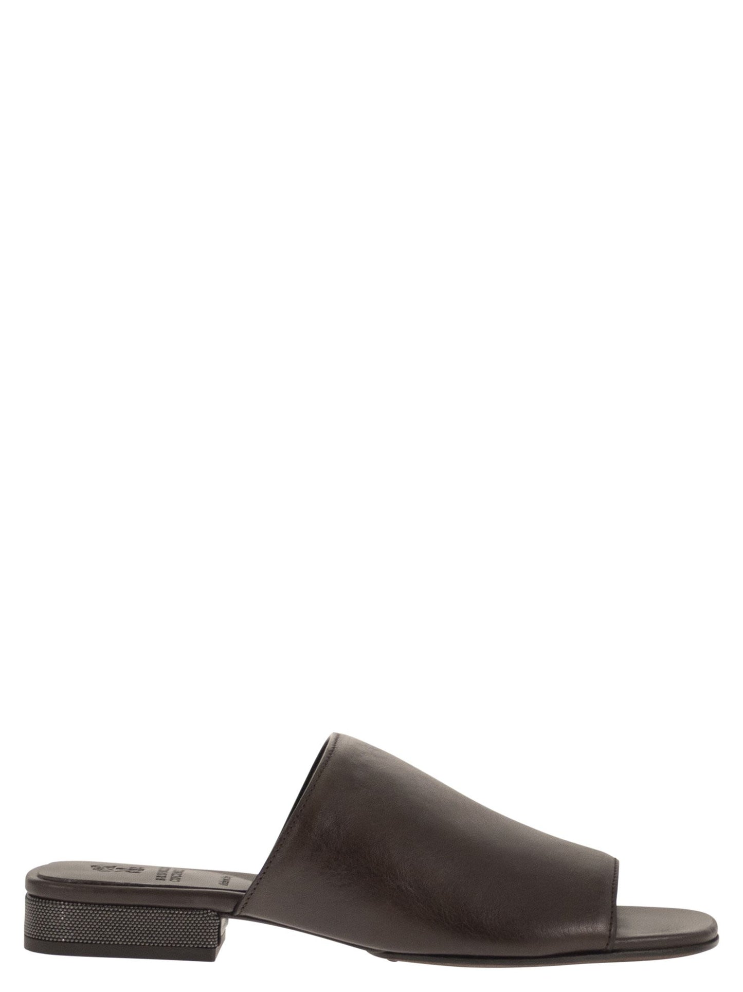 Brunello Cucinelli Women Riding Calfskin Mules With Jewellery BRUNELLO CUCINELLI