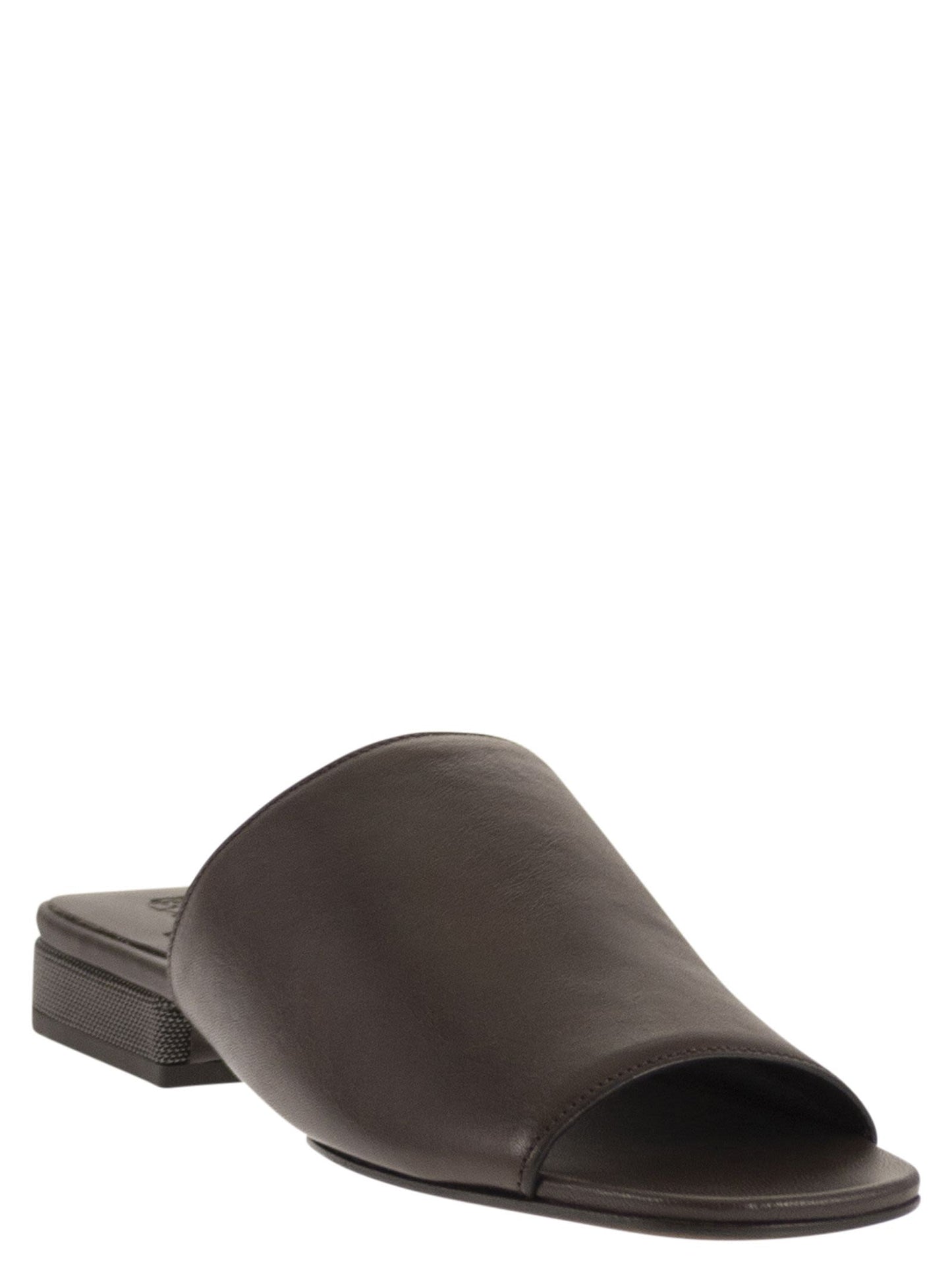 Brunello Cucinelli Women Riding Calfskin Mules With Jewellery BRUNELLO CUCINELLI