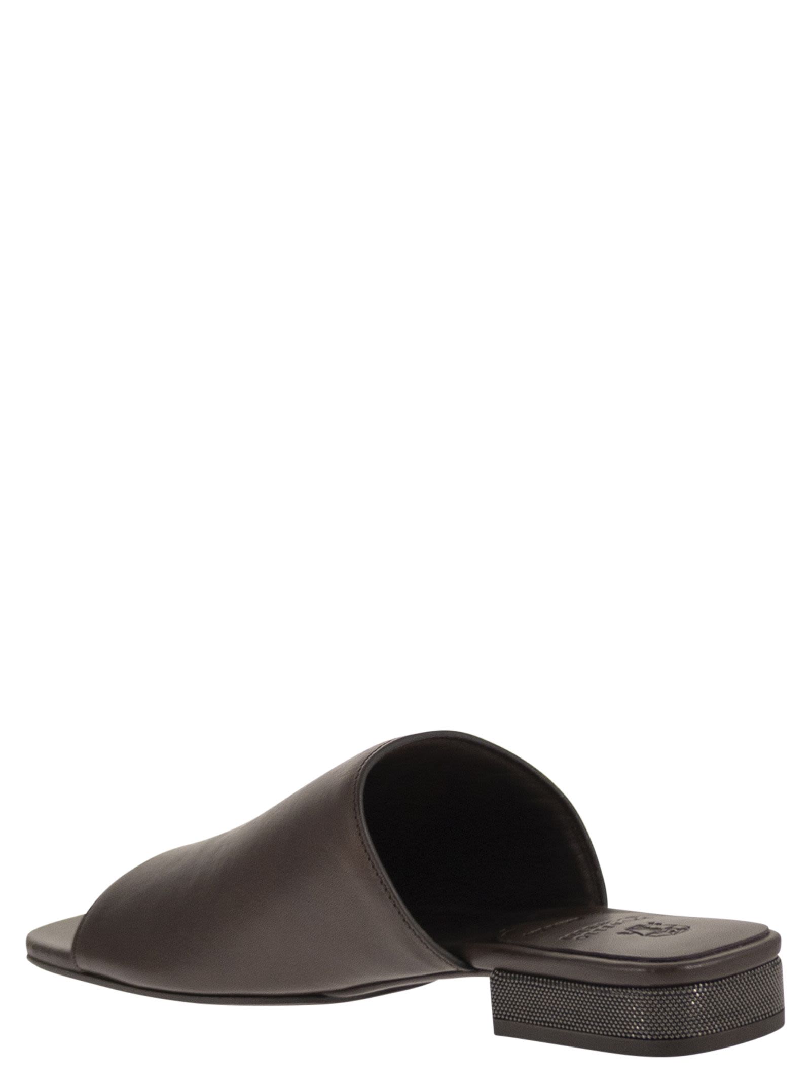Brunello Cucinelli Women Riding Calfskin Mules With Jewellery BRUNELLO CUCINELLI