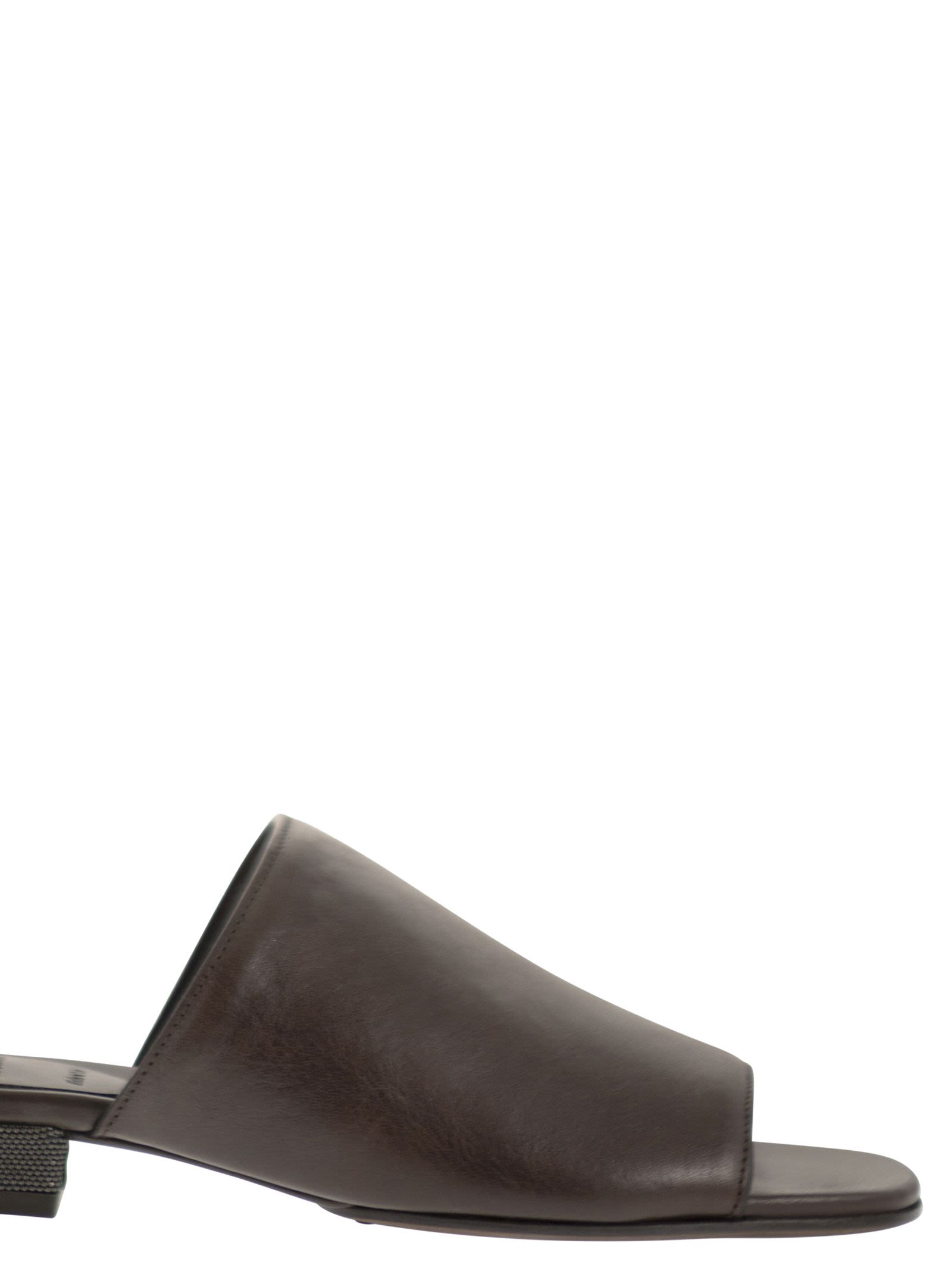 Brunello Cucinelli Women Riding Calfskin Mules With Jewellery BRUNELLO CUCINELLI