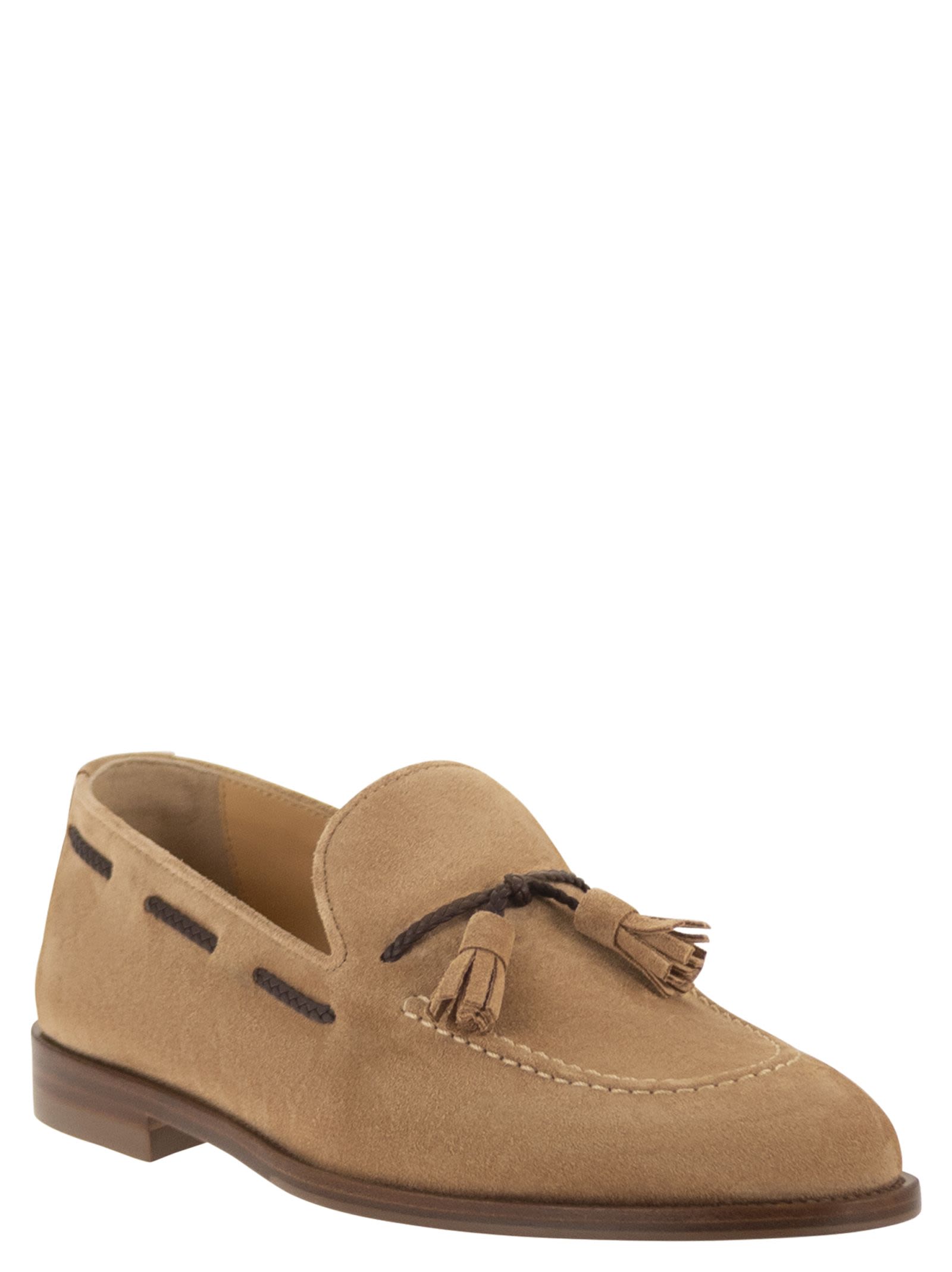 Brunello Cucinelli Men Suede Loafers With Tassels BRUNELLO CUCINELLI