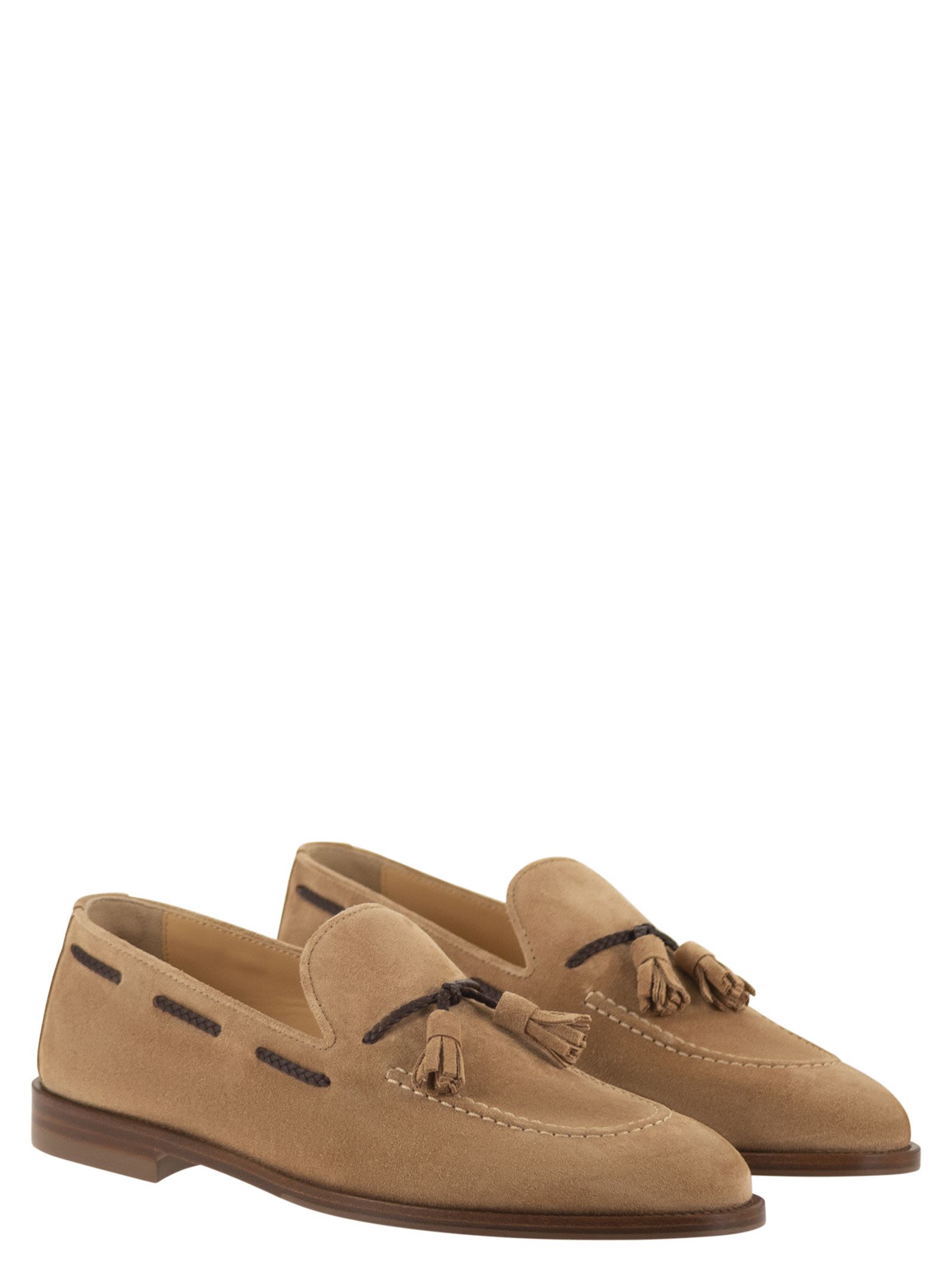 Brunello Cucinelli Men Suede Loafers With Tassels BRUNELLO CUCINELLI