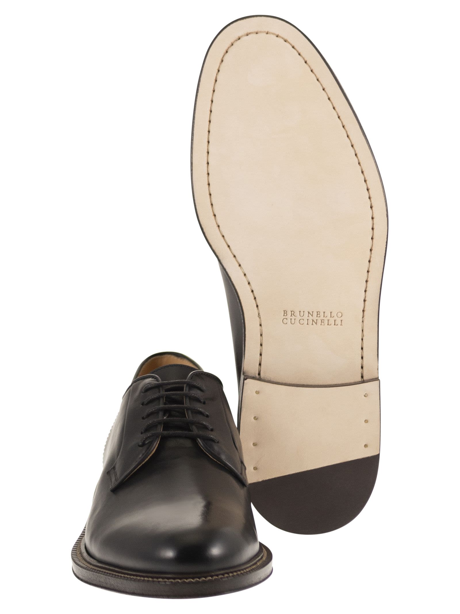 Brunello Cucinelli Men Derby Shoe In Smooth Calfskin Leather BRUNELLO CUCINELLI