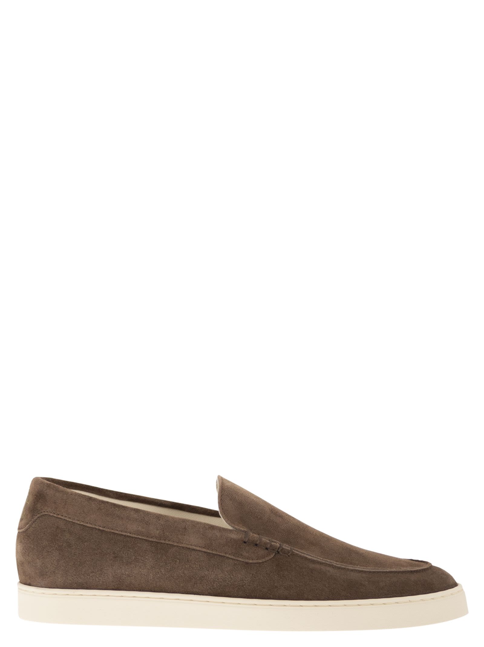 Brunello Cucinelli Men Chevron-Effect Suede Moccasin Trainers BRUNELLO CUCINELLI