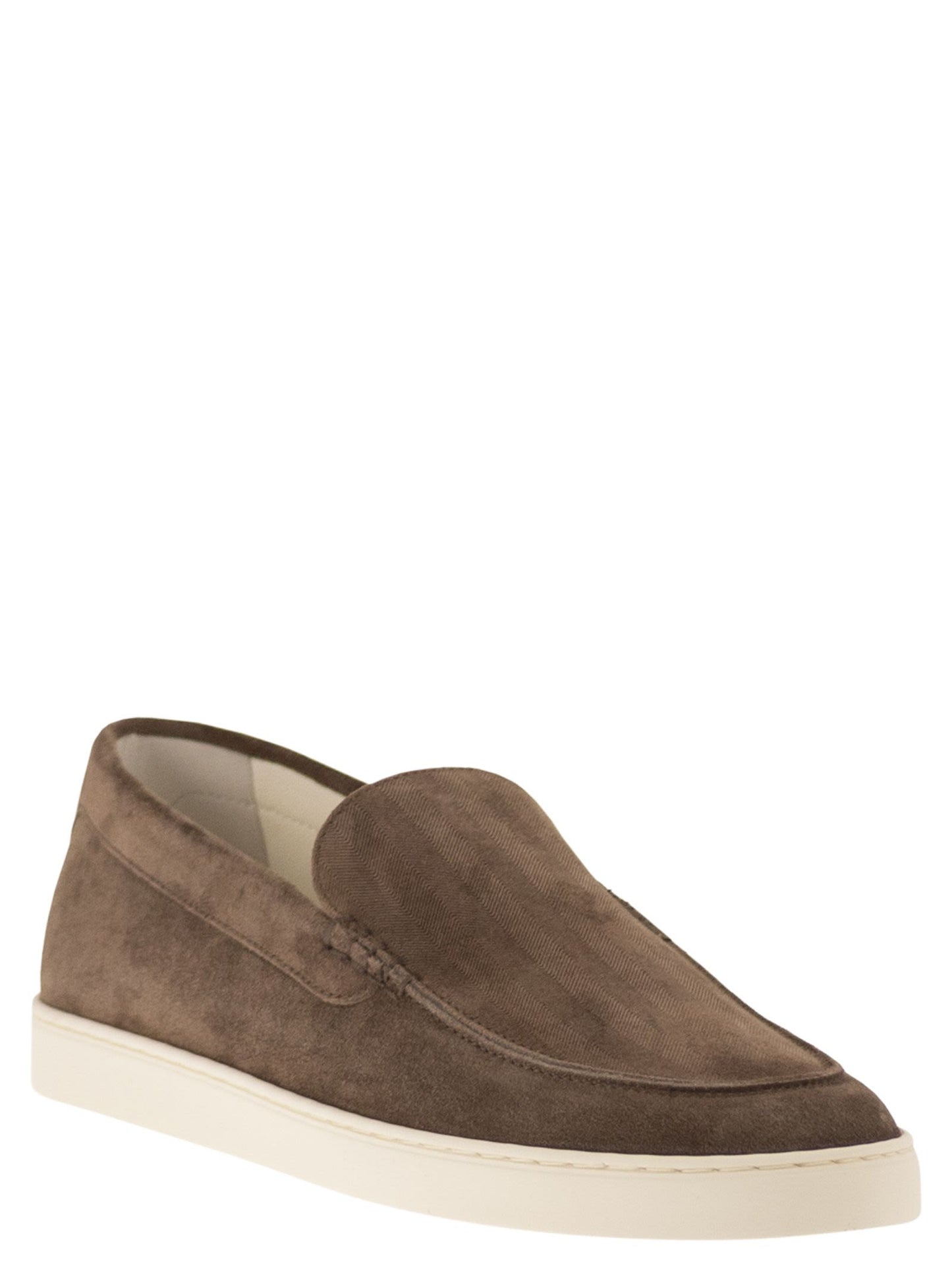 Brunello Cucinelli Men Chevron-Effect Suede Moccasin Trainers BRUNELLO CUCINELLI