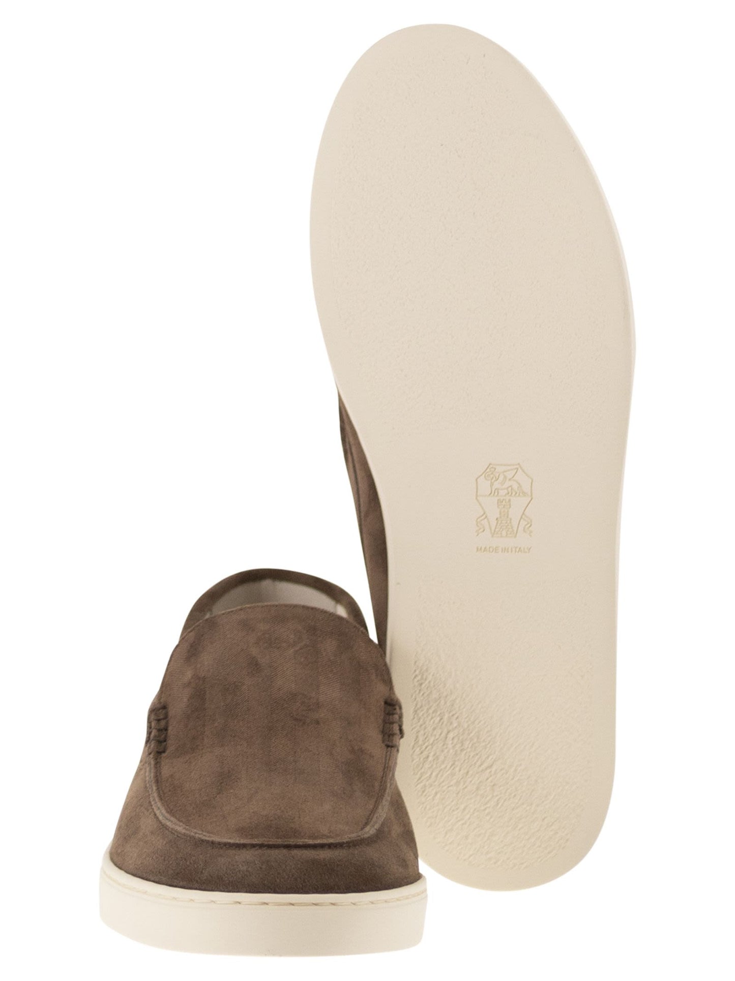 Brunello Cucinelli Men Chevron-Effect Suede Moccasin Trainers BRUNELLO CUCINELLI