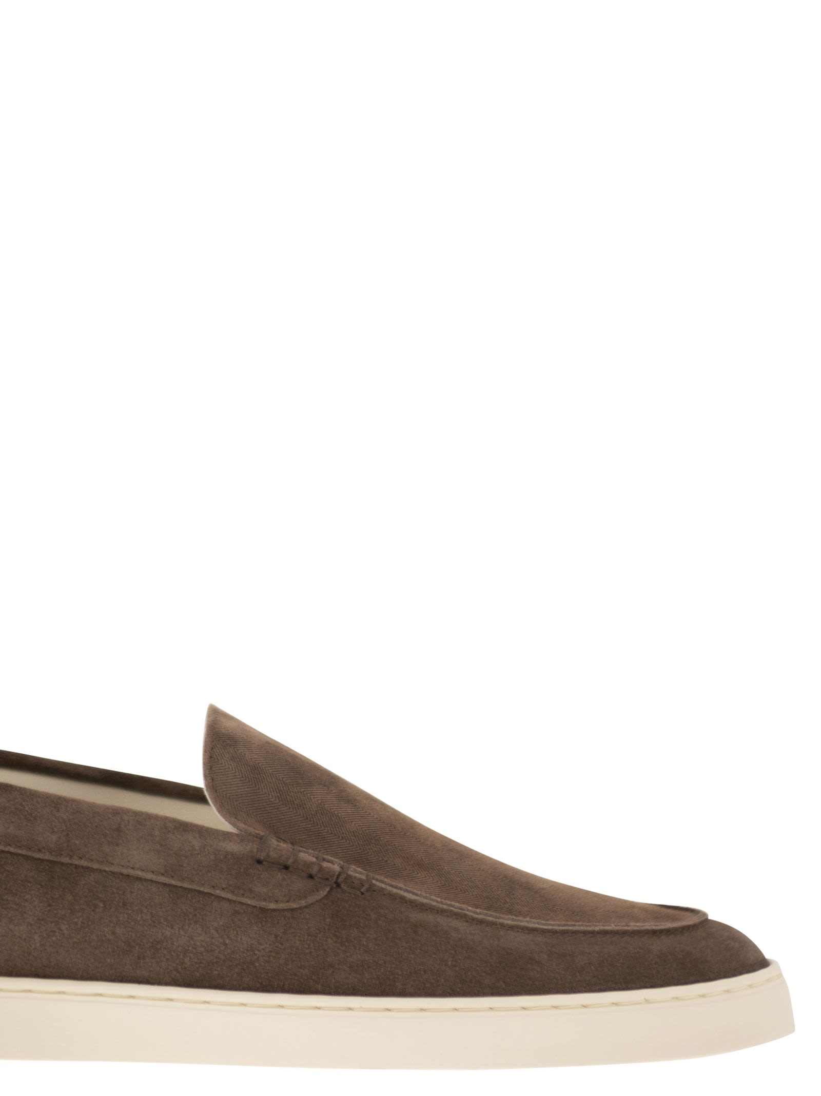 Brunello Cucinelli Men Chevron-Effect Suede Moccasin Trainers BRUNELLO CUCINELLI