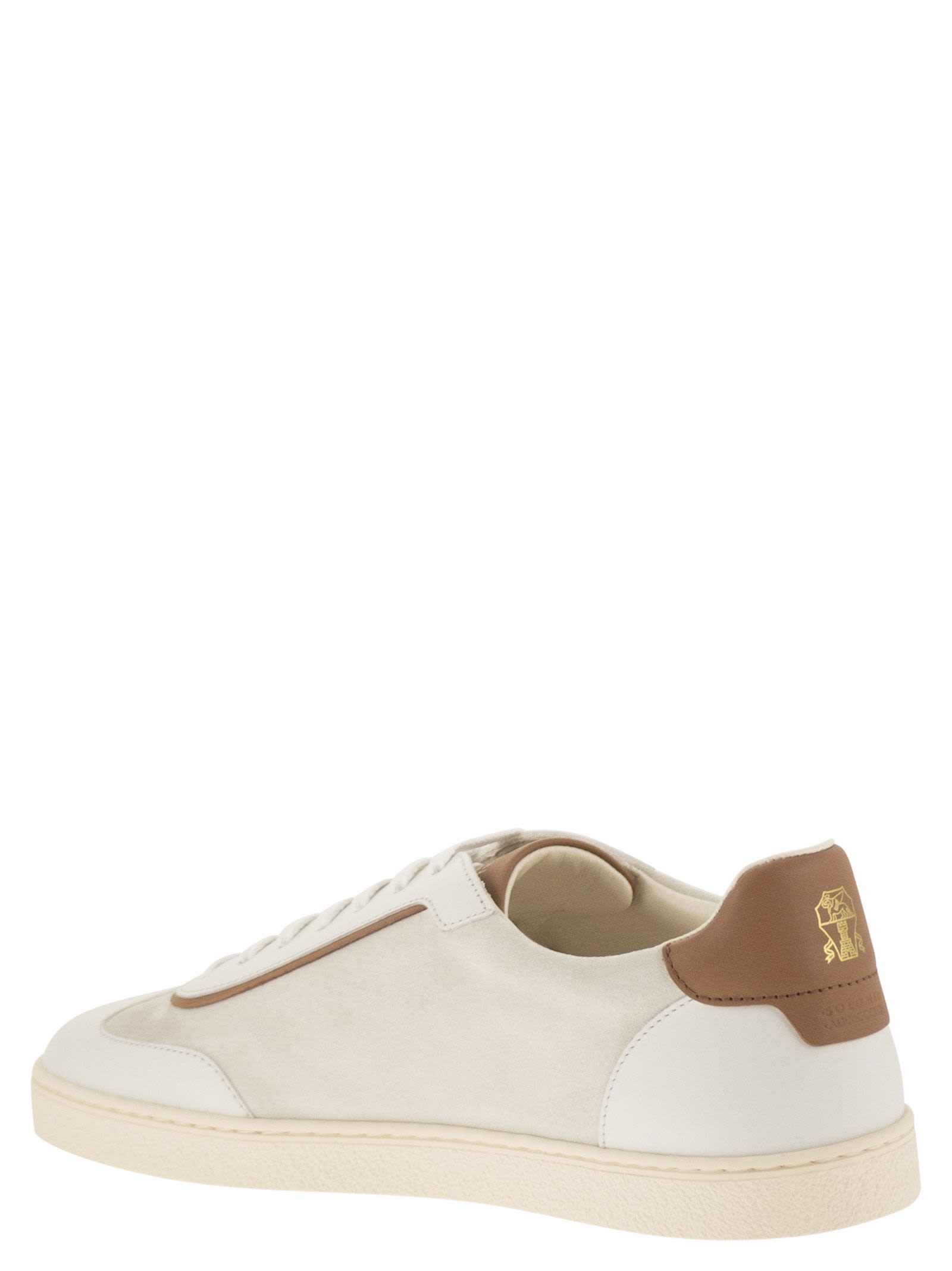Brunello Cucinelli Men Low-Top Leather And Suede Sneakers With Contrasting Details BRUNELLO CUCINELLI