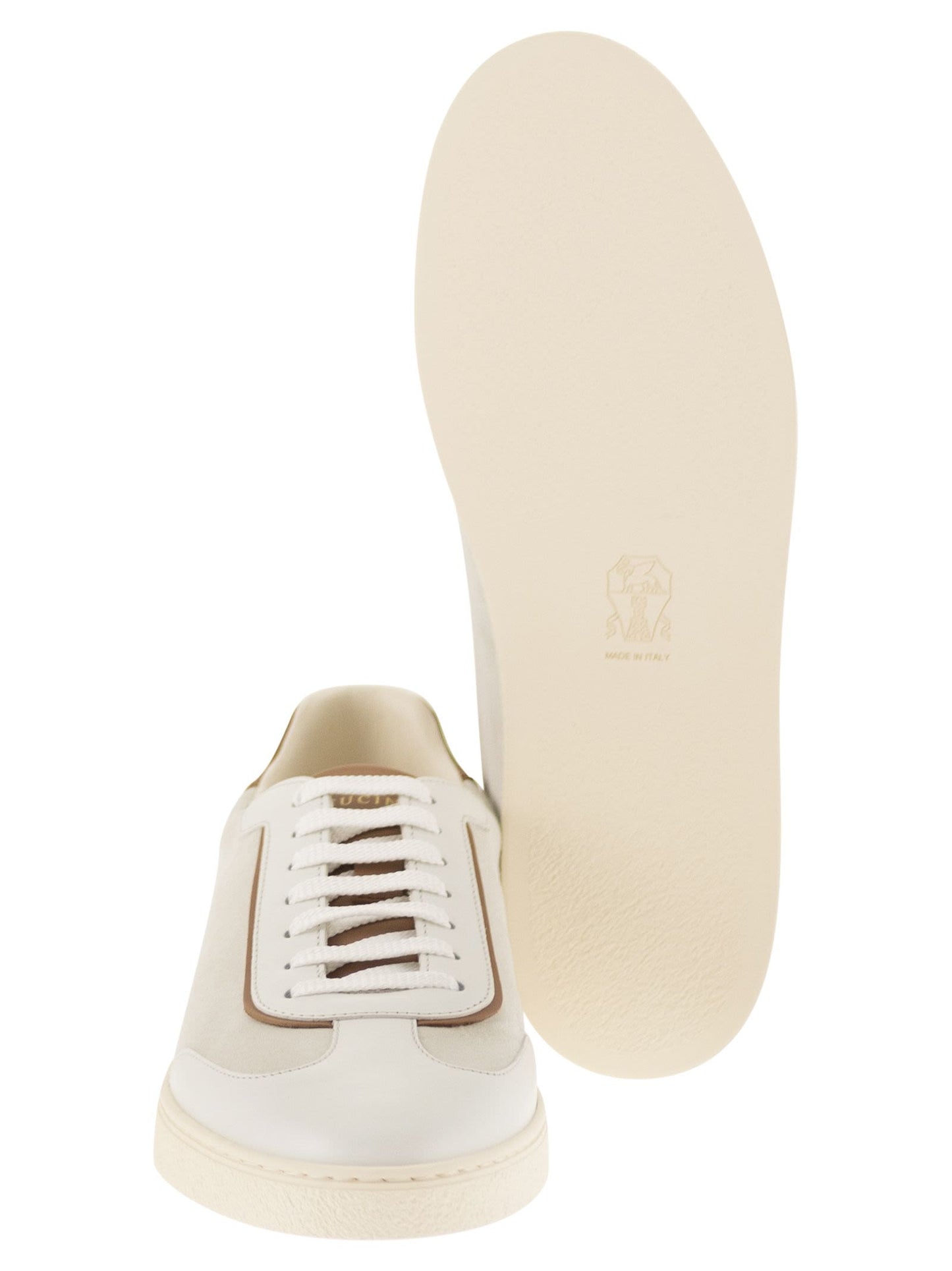 Brunello Cucinelli Men Low-Top Leather And Suede Sneakers With Contrasting Details BRUNELLO CUCINELLI