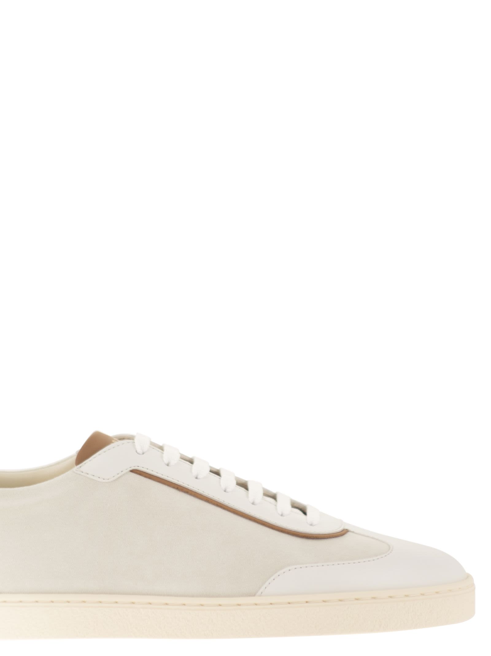 Brunello Cucinelli Men Low-Top Leather And Suede Sneakers With Contrasting Details BRUNELLO CUCINELLI