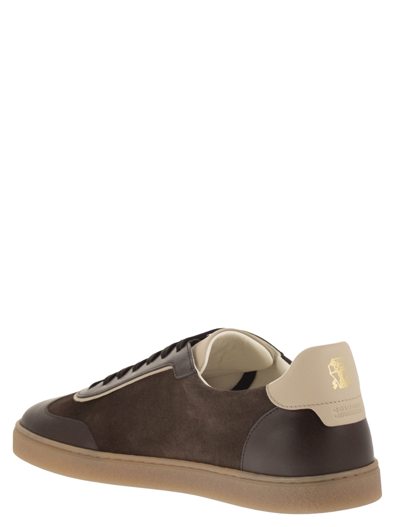 Brunello Cucinelli Men Low-Top Leather And Suede Sneakers With Contrasting Details BRUNELLO CUCINELLI