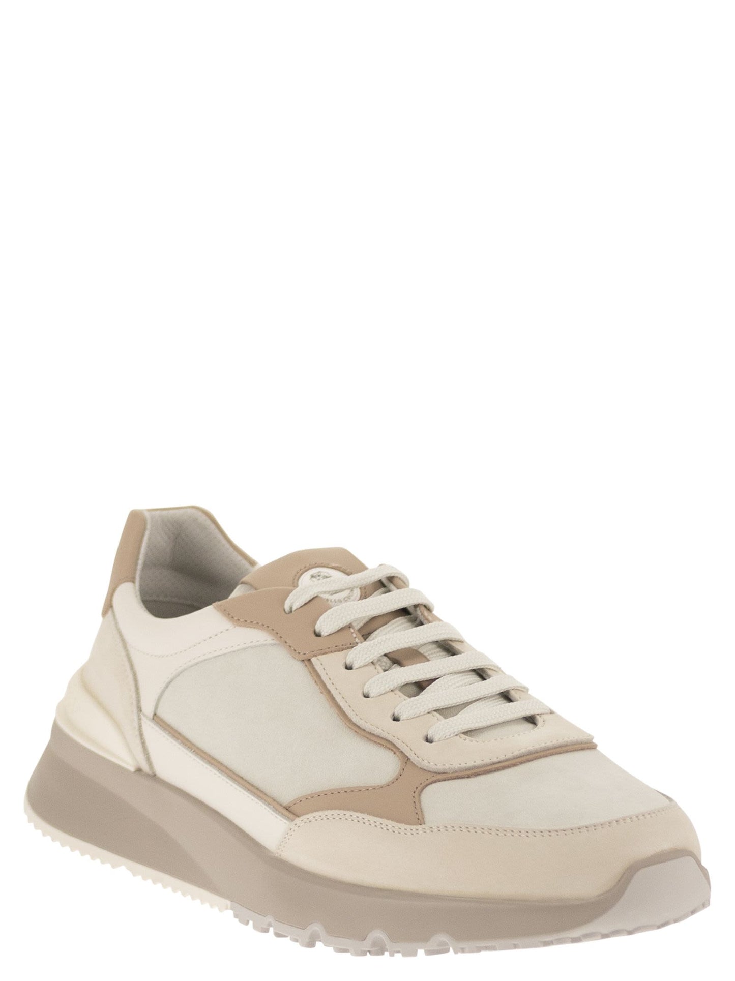 Brunello Cucinelli Men Multicolour Leather And Suede Runner Sneakers BRUNELLO CUCINELLI