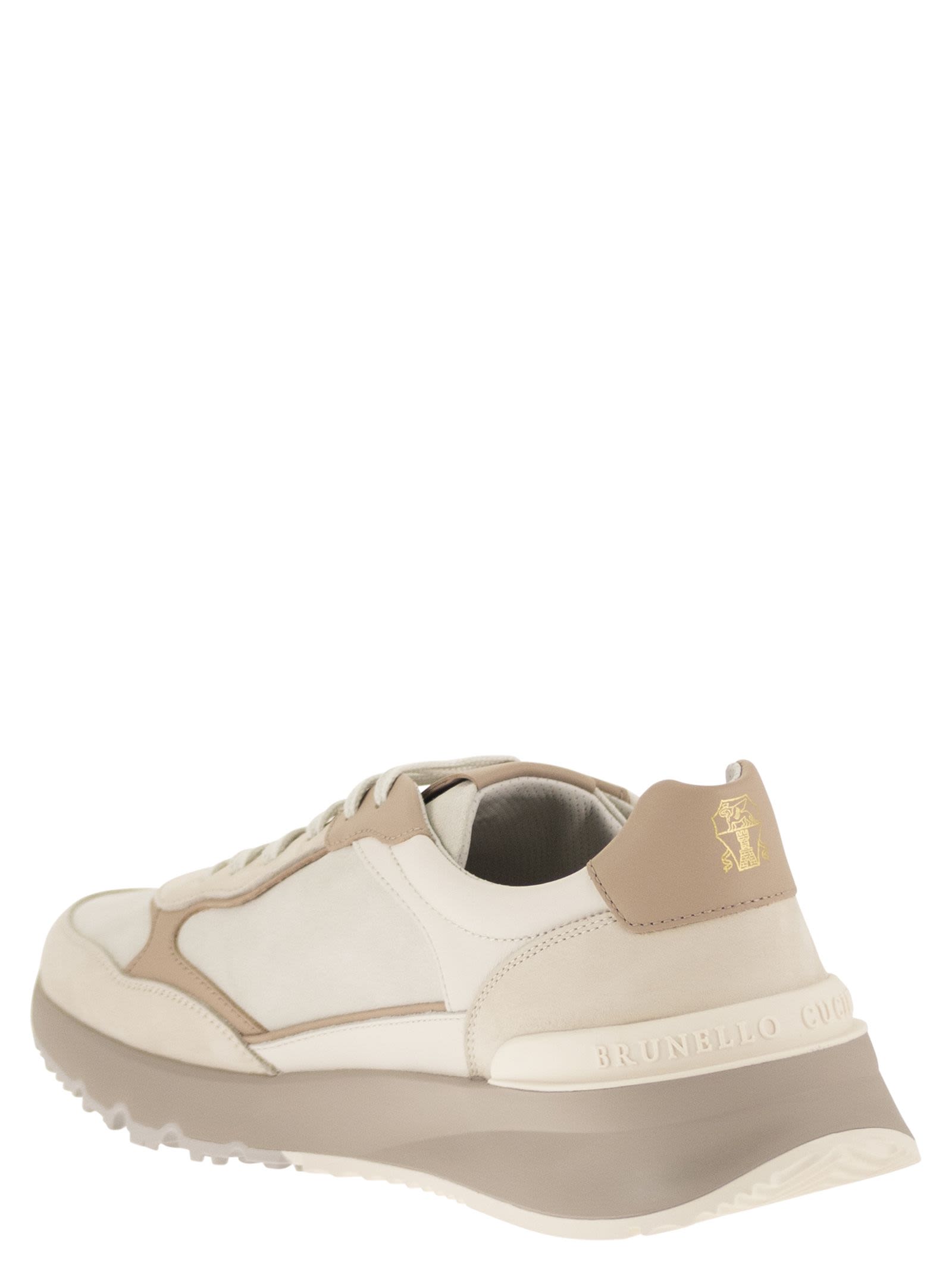 Brunello Cucinelli Men Multicolour Leather And Suede Runner Sneakers BRUNELLO CUCINELLI