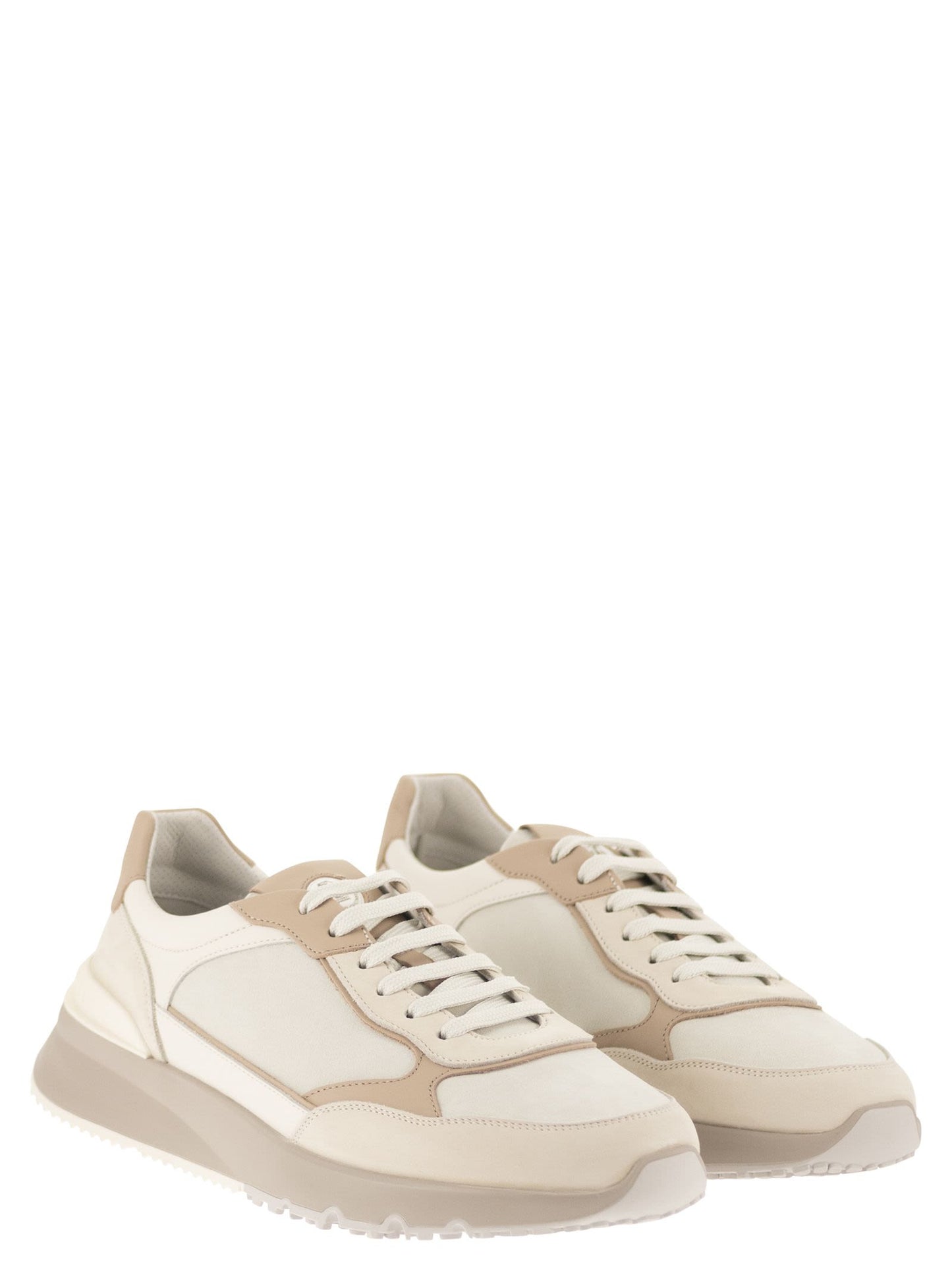 Brunello Cucinelli Men Multicolour Leather And Suede Runner Sneakers BRUNELLO CUCINELLI