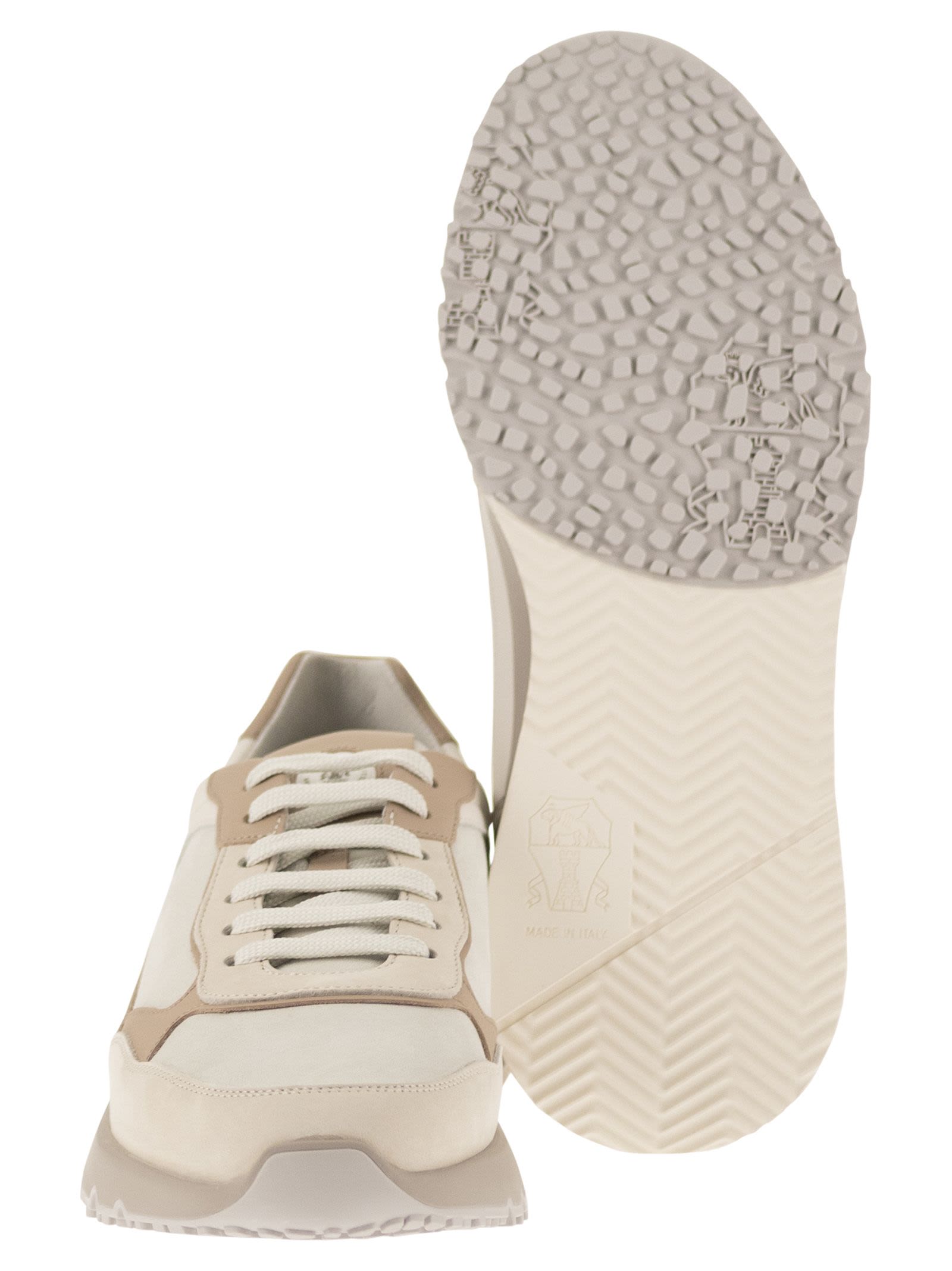Brunello Cucinelli Men Multicolour Leather And Suede Runner Sneakers BRUNELLO CUCINELLI