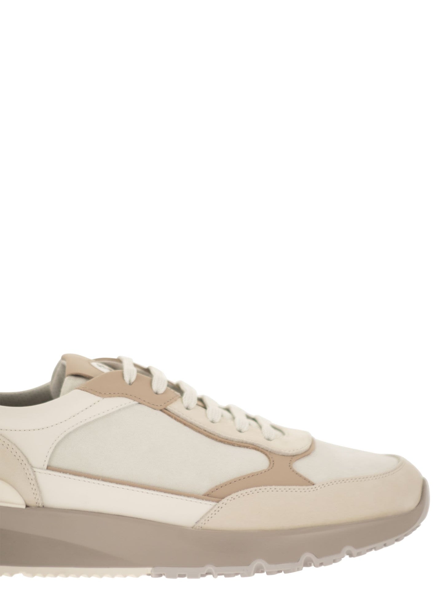 Brunello Cucinelli Men Multicolour Leather And Suede Runner Sneakers BRUNELLO CUCINELLI