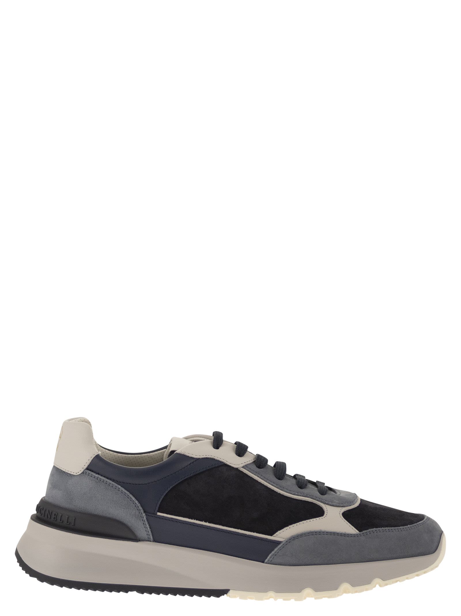 Brunello Cucinelli Men Multicolour Leather And Suede Runner Sneakers BRUNELLO CUCINELLI