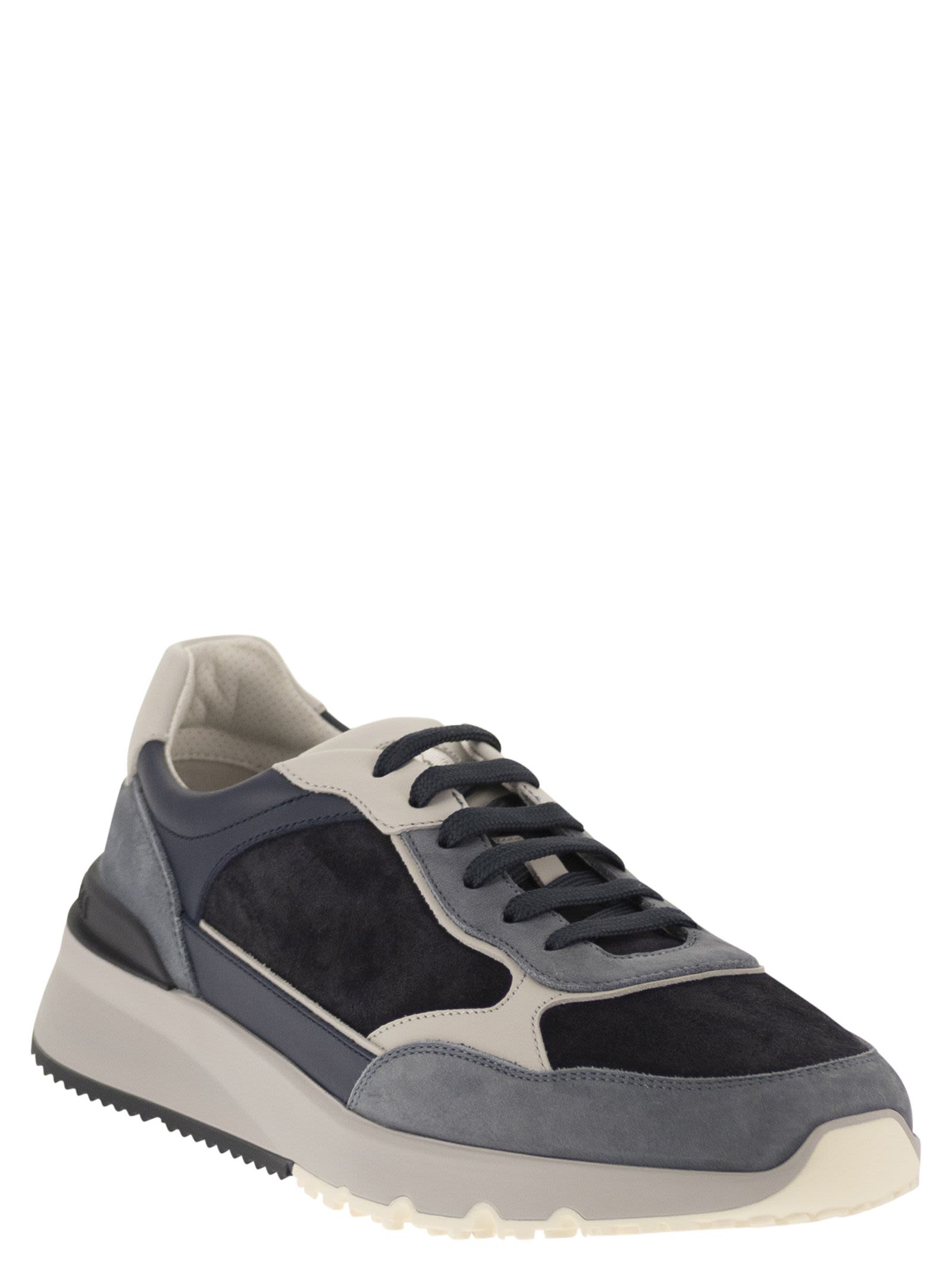 Brunello Cucinelli Men Multicolour Leather And Suede Runner Sneakers BRUNELLO CUCINELLI