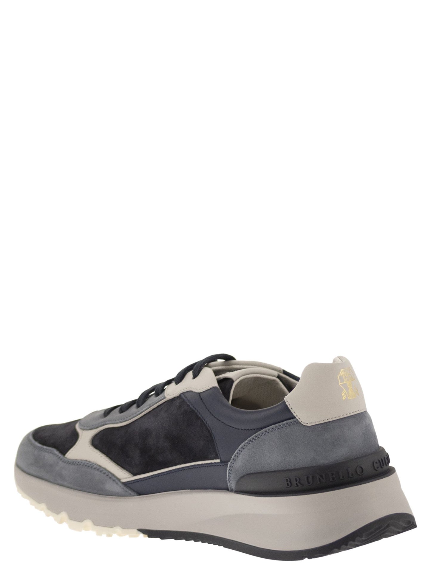 Brunello Cucinelli Men Multicolour Leather And Suede Runner Sneakers BRUNELLO CUCINELLI