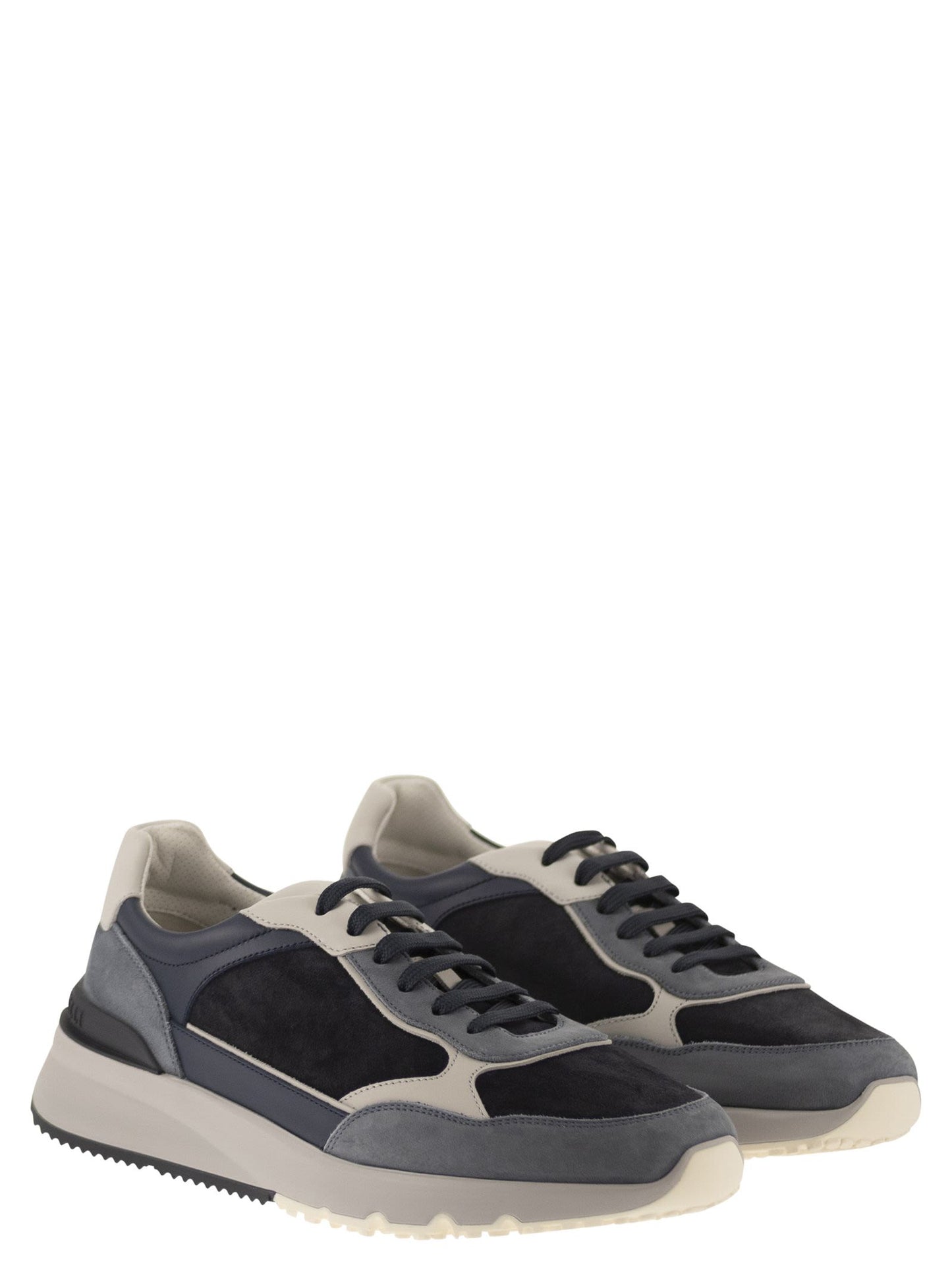 Brunello Cucinelli Men Multicolour Leather And Suede Runner Sneakers BRUNELLO CUCINELLI