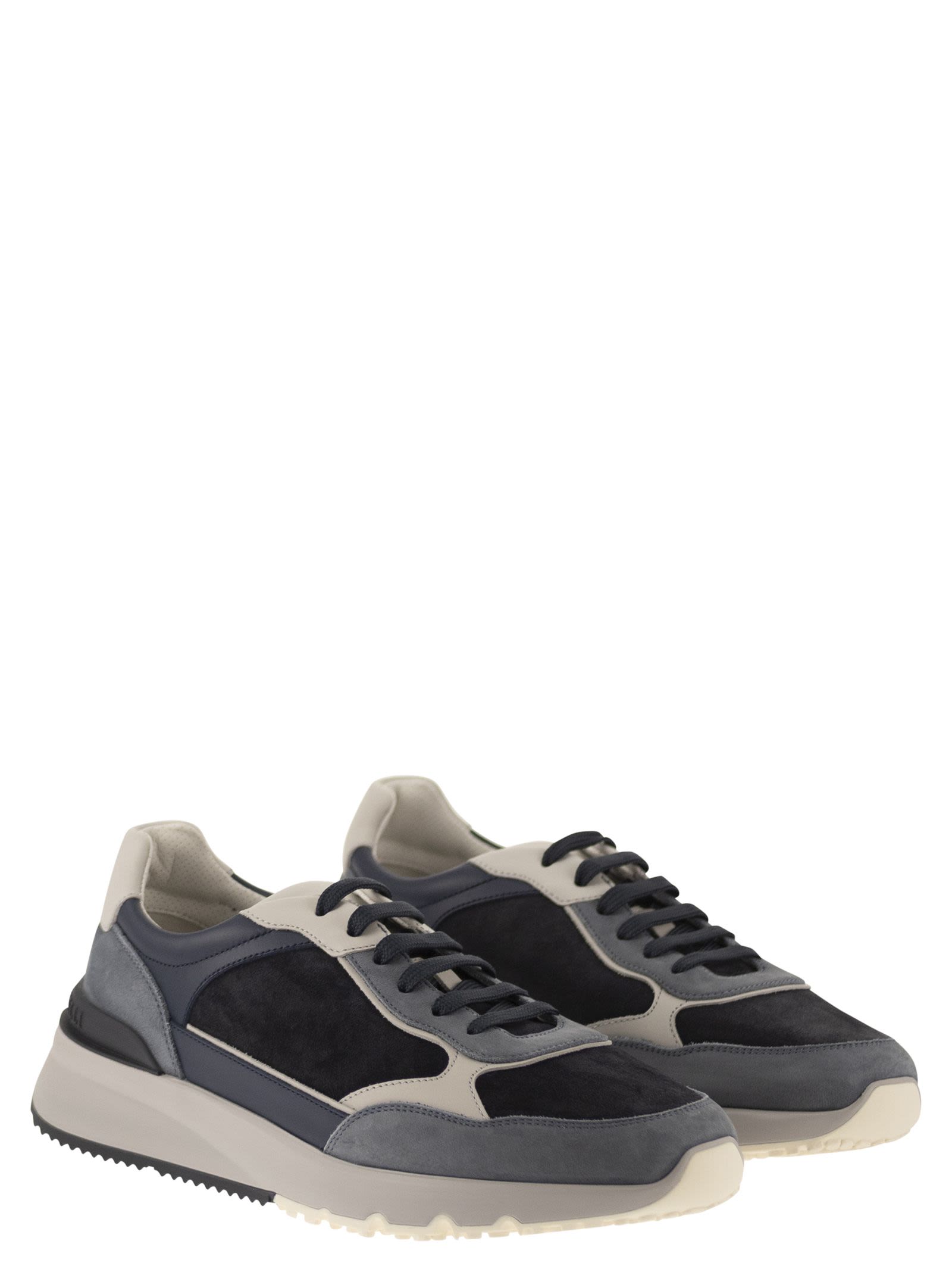 Brunello Cucinelli Men Multicolour Leather And Suede Runner Sneakers BRUNELLO CUCINELLI