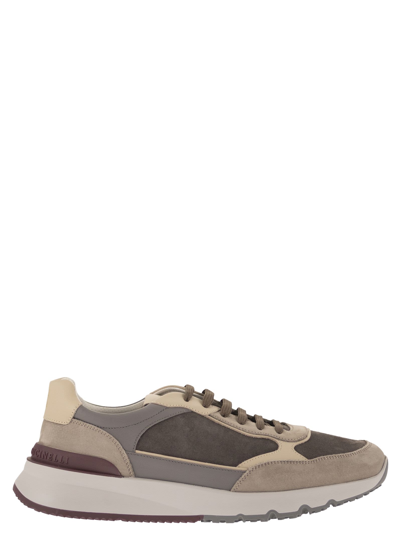 Brunello Cucinelli Men Multicolour Leather And Suede Runner Sneakers BRUNELLO CUCINELLI