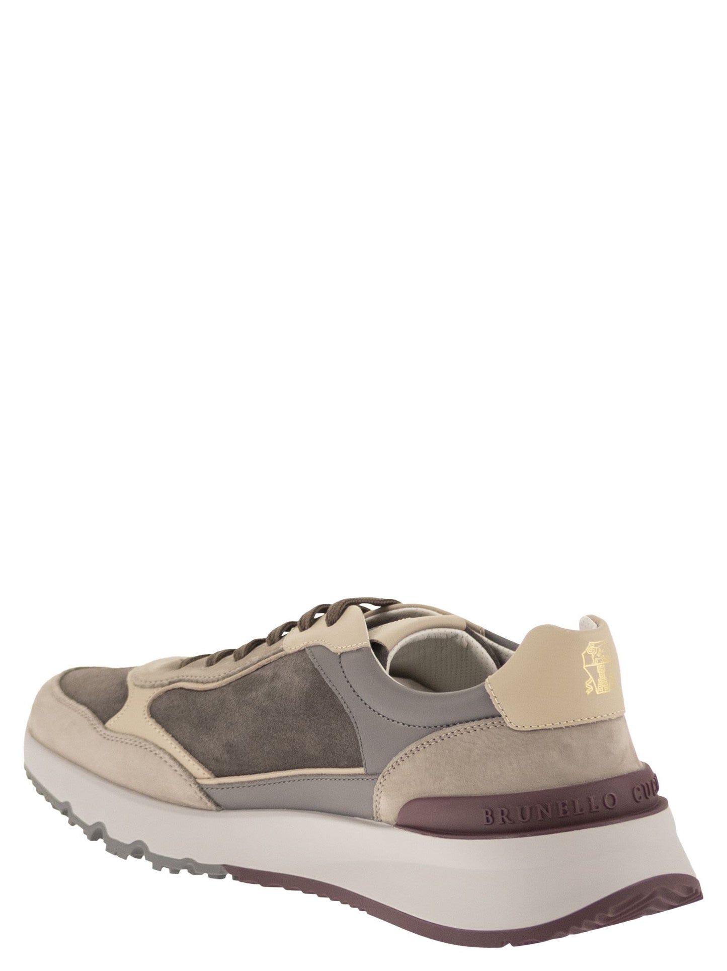 Brunello Cucinelli Men Multicolour Leather And Suede Runner Sneakers BRUNELLO CUCINELLI