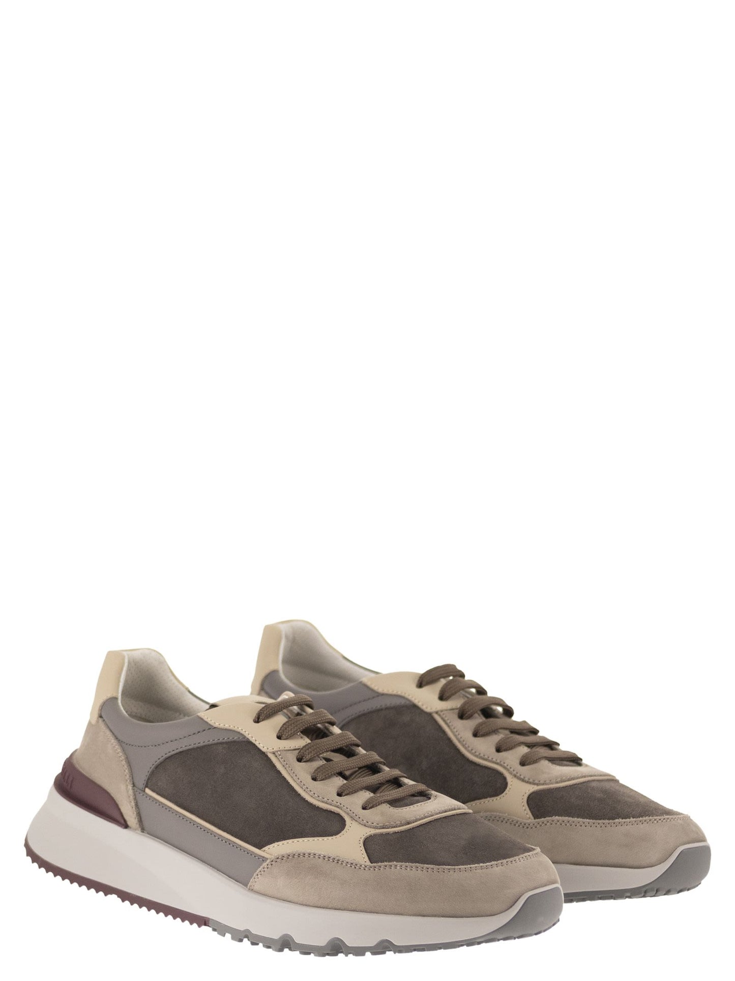 Brunello Cucinelli Men Multicolour Leather And Suede Runner Sneakers BRUNELLO CUCINELLI