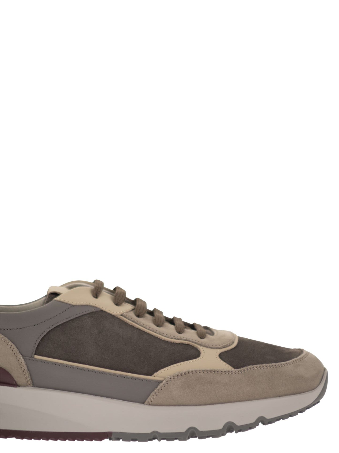 Brunello Cucinelli Men Multicolour Leather And Suede Runner Sneakers BRUNELLO CUCINELLI