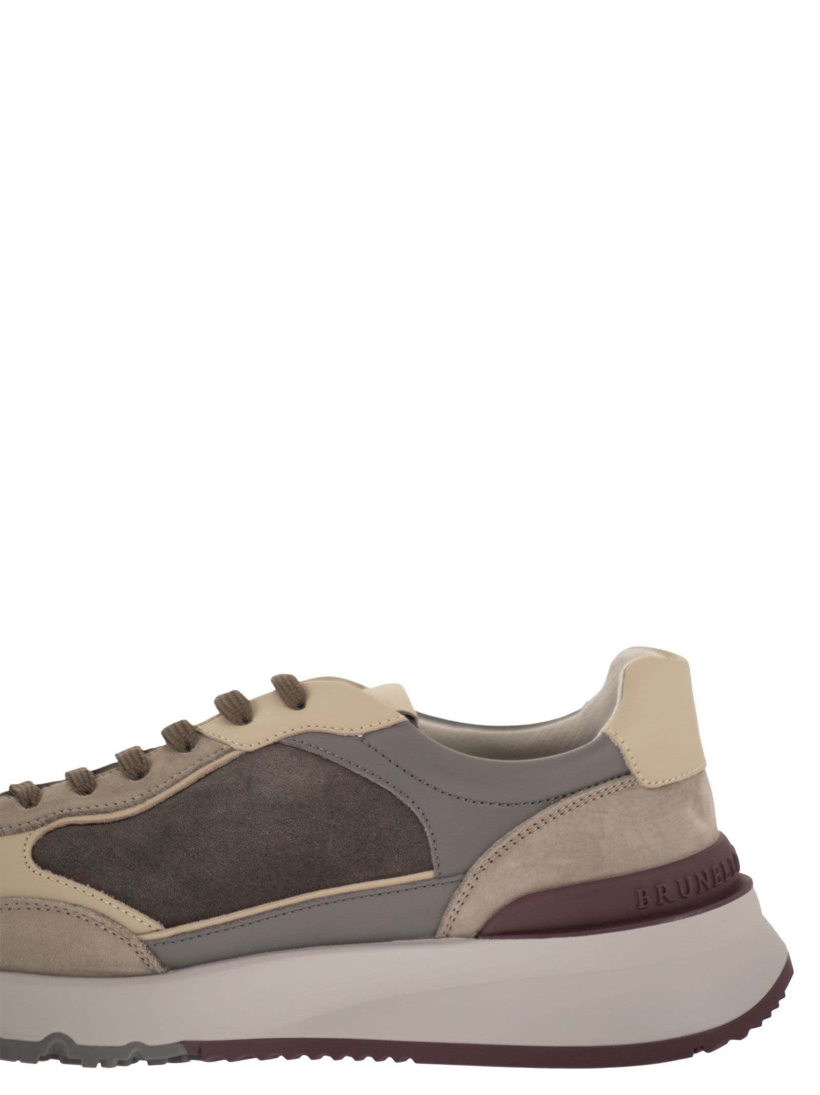 Brunello Cucinelli Men Multicolour Leather And Suede Runner Sneakers BRUNELLO CUCINELLI