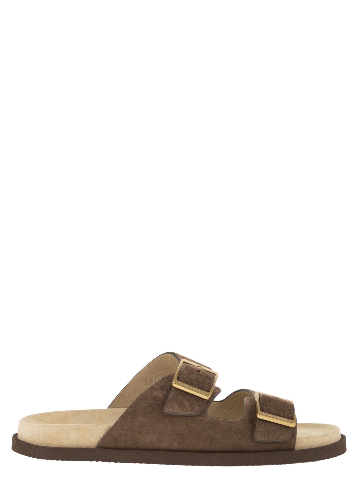 Brunello Cucinelli Men Urban Slides In Washed Suede BRUNELLO CUCINELLI