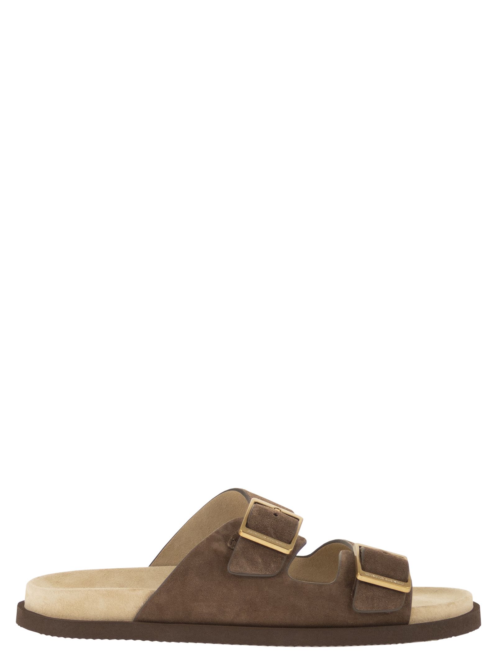 Brunello Cucinelli Men Urban Slides In Washed Suede BRUNELLO CUCINELLI