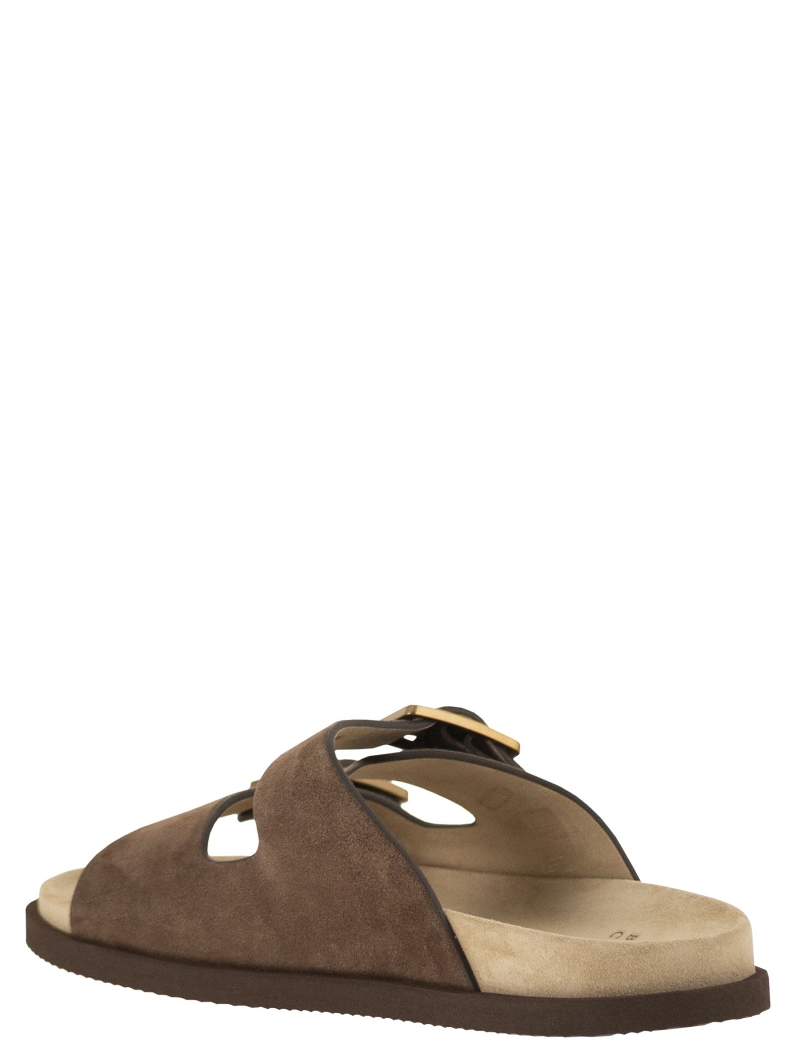 Brunello Cucinelli Men Urban Slides In Washed Suede BRUNELLO CUCINELLI