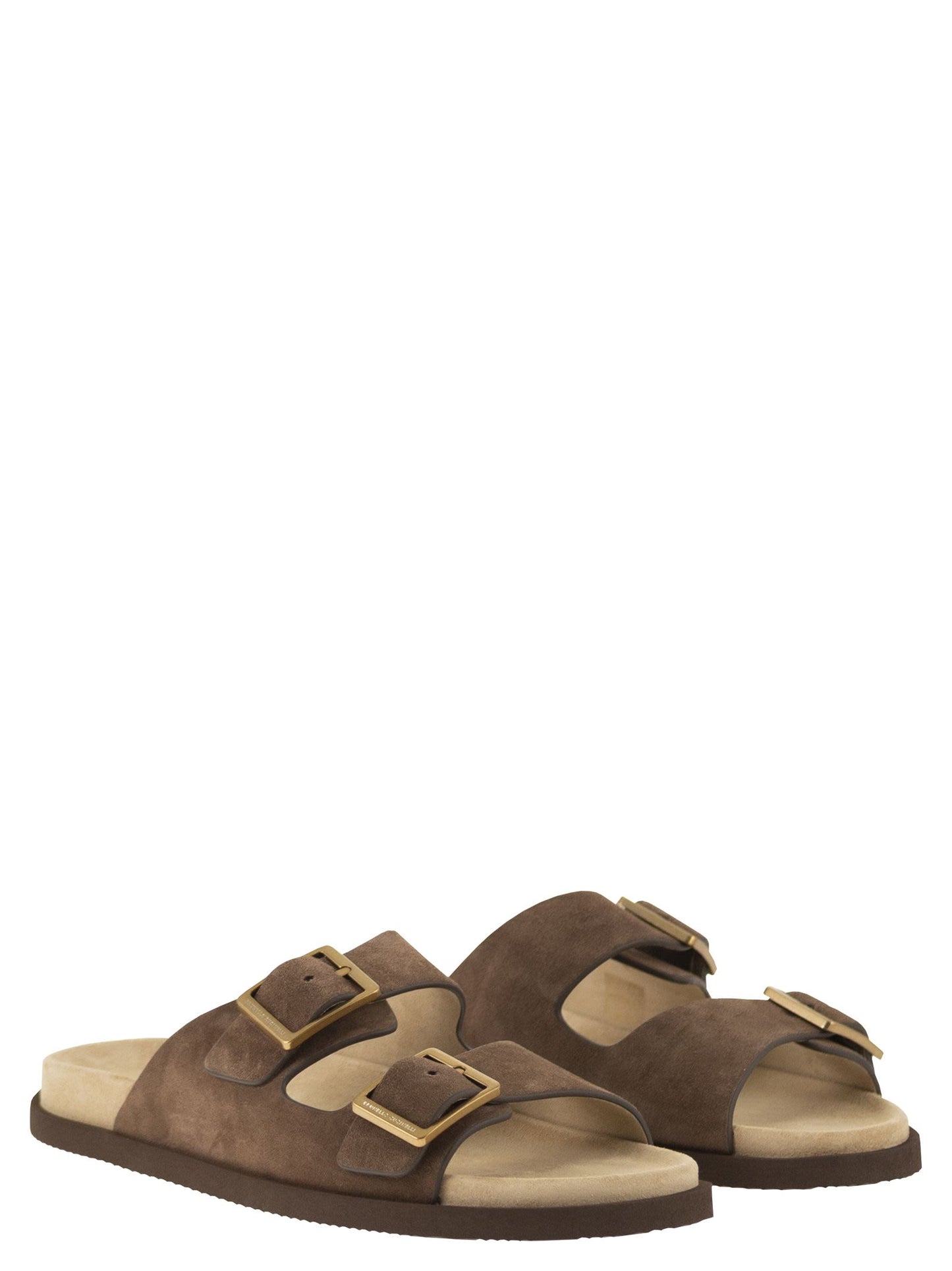 Brunello Cucinelli Men Urban Slides In Washed Suede BRUNELLO CUCINELLI