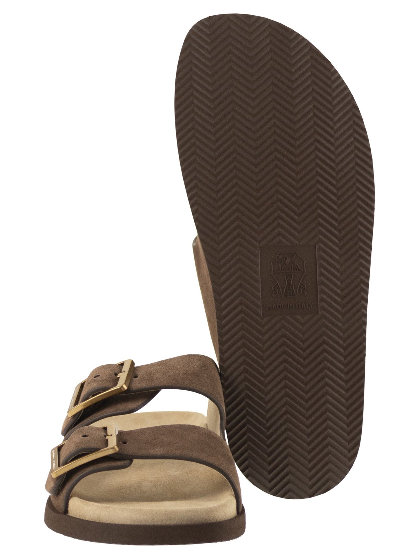 Brunello Cucinelli Men Urban Slides In Washed Suede BRUNELLO CUCINELLI