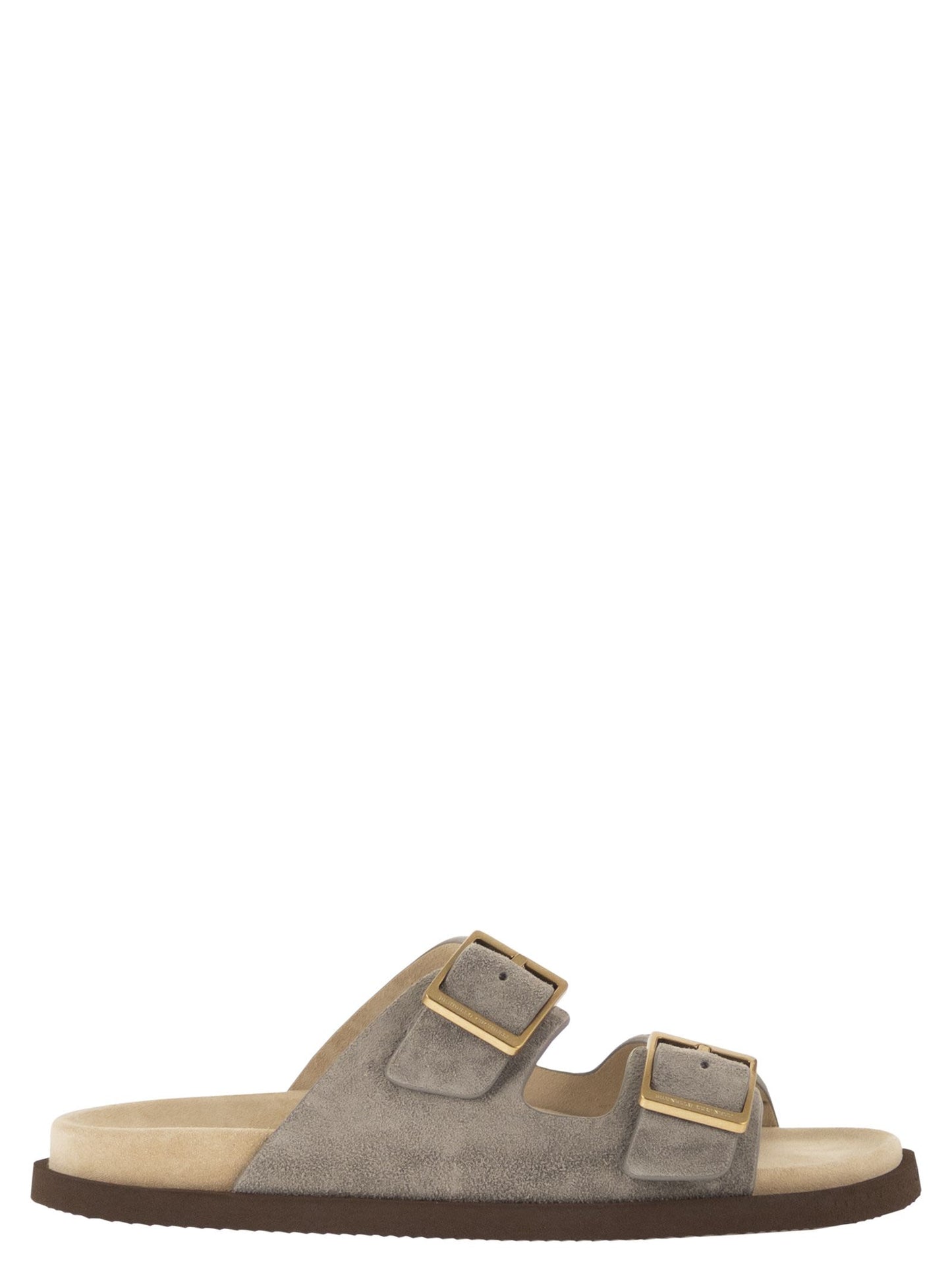 Brunello Cucinelli Men Urban Slides In Washed Suede BRUNELLO CUCINELLI