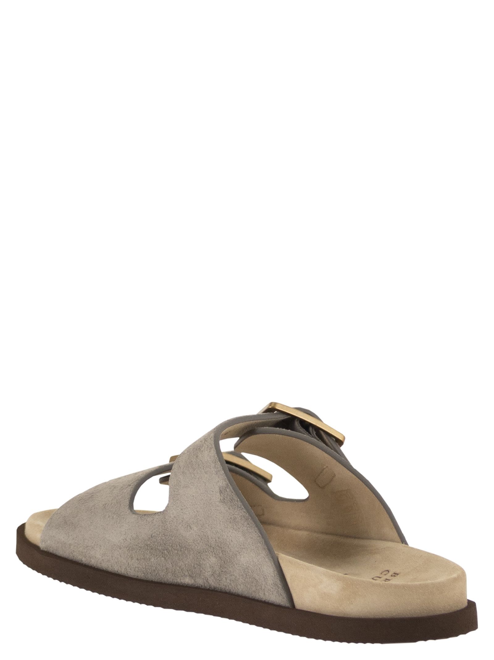Brunello Cucinelli Men Urban Slides In Washed Suede BRUNELLO CUCINELLI