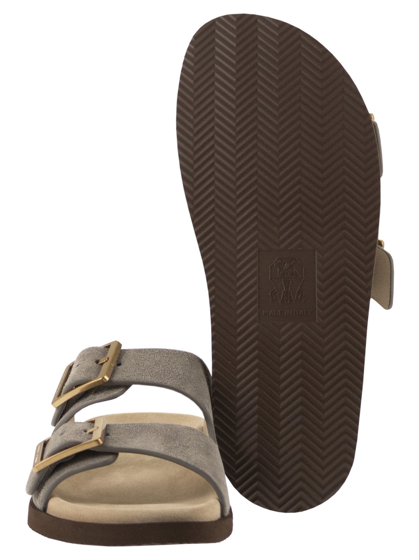 Brunello Cucinelli Men Urban Slides In Washed Suede BRUNELLO CUCINELLI