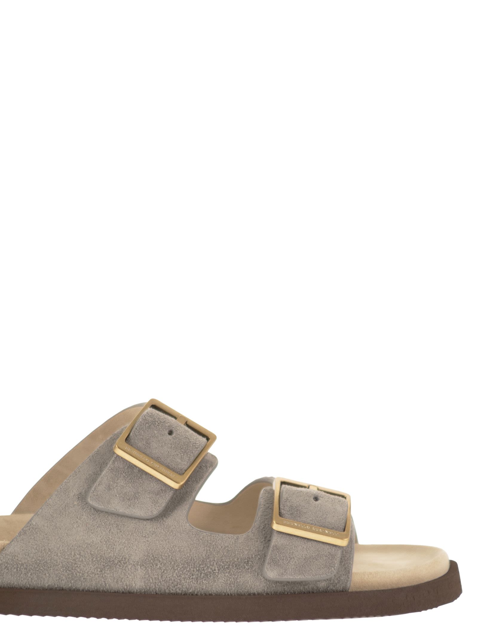 Brunello Cucinelli Men Urban Slides In Washed Suede BRUNELLO CUCINELLI