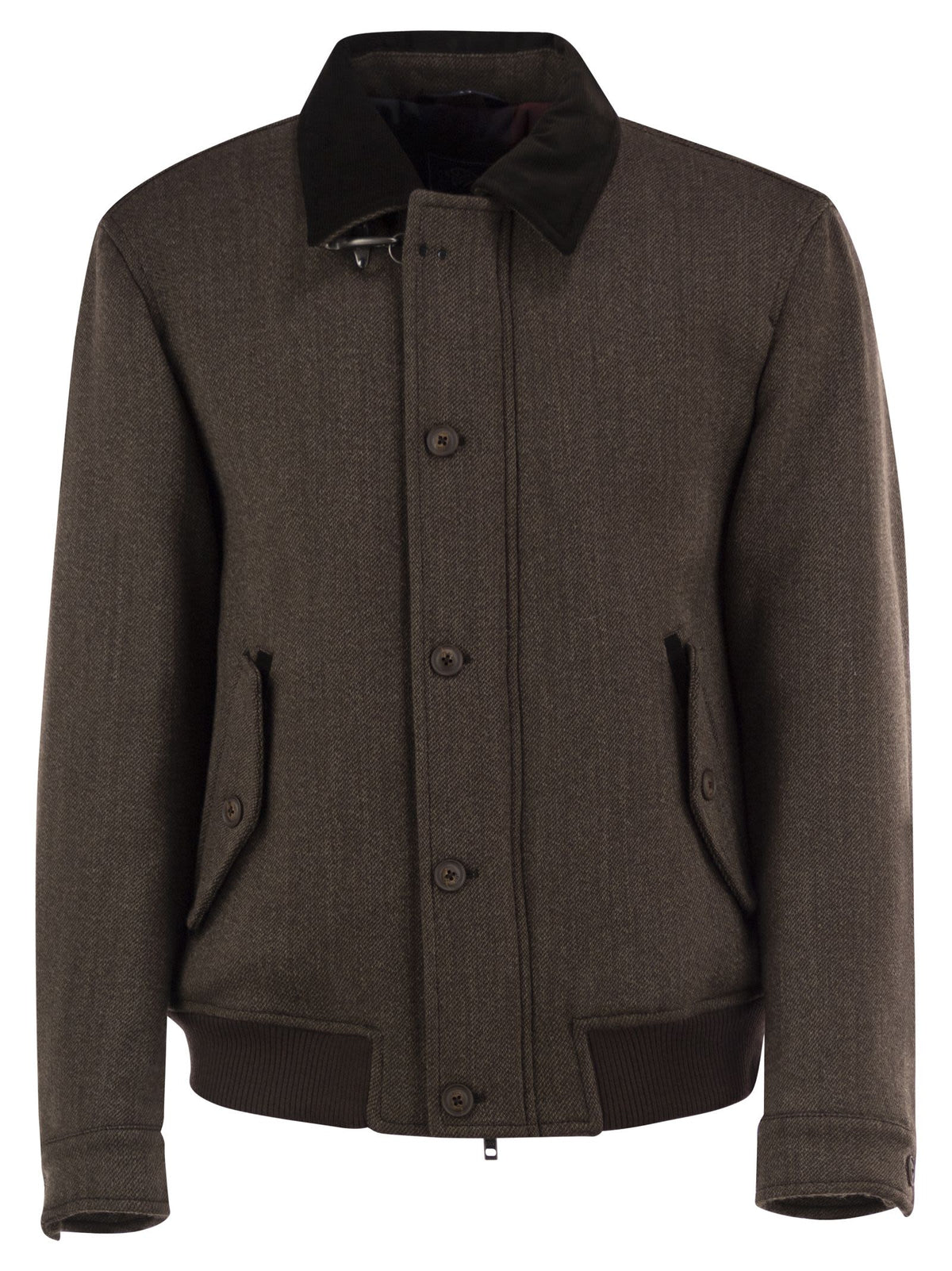 Fay Men Wool Bomber Jacket With Contrast Collar FAY