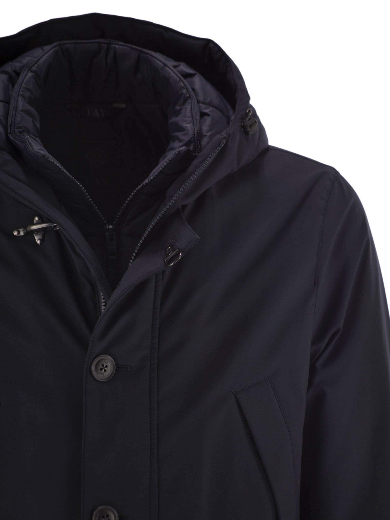 Fay Men Short Parka In Technical Gabardine FAY