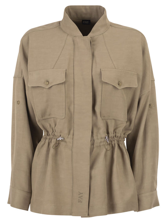 Fay Women Overshirt In Viscose And Washed Linen FAY