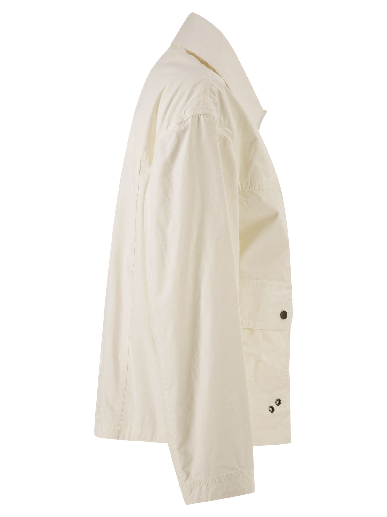 Fay Women Cropped Technical Cotton Jacket With Signature Hook Fastening FAY