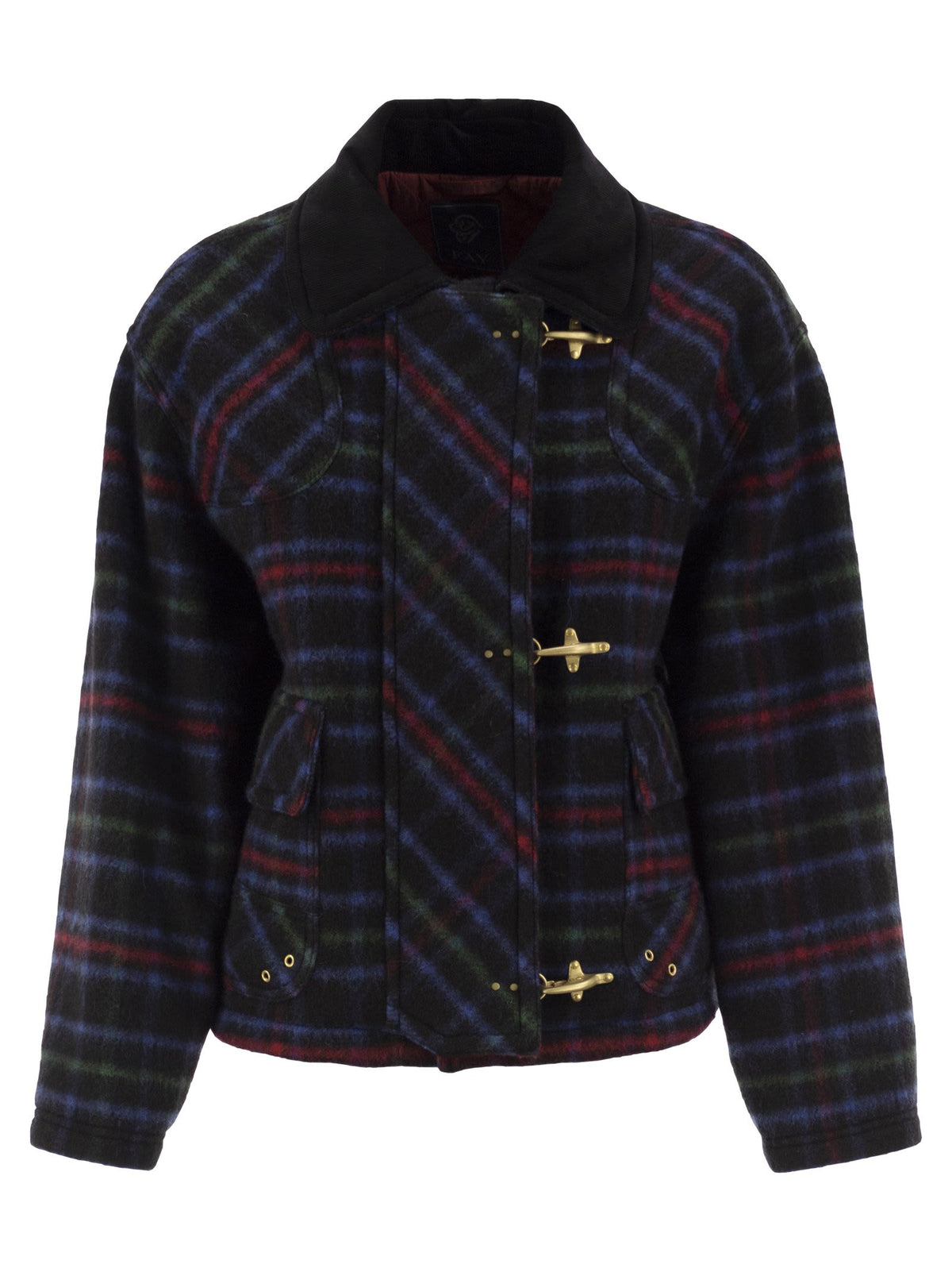 Fay Women Checked Wool-Blend Jacket With Hook Fastenings FAY