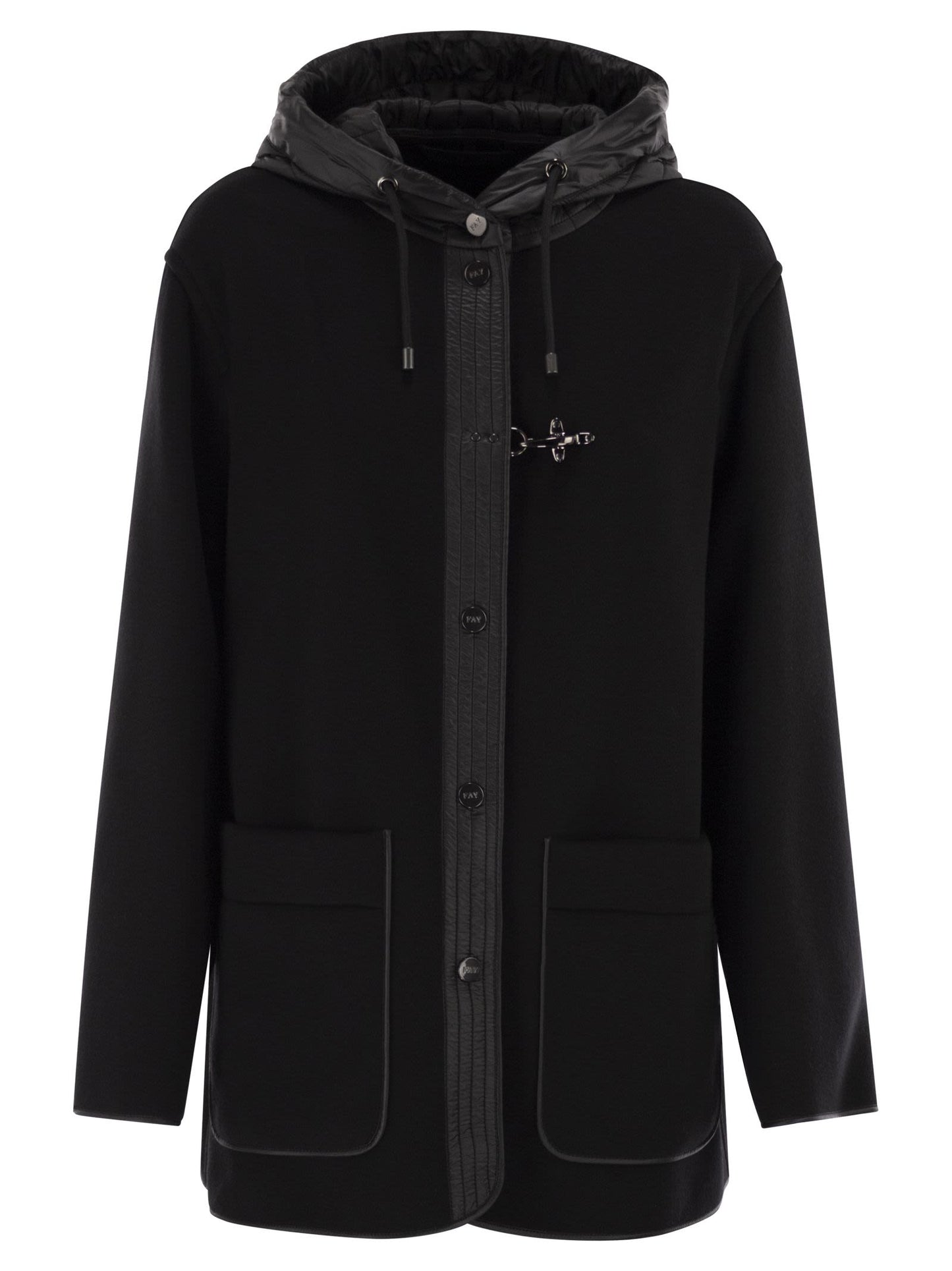 Fay Women Two-Material Wool And Cashmere Caban Coat FAY