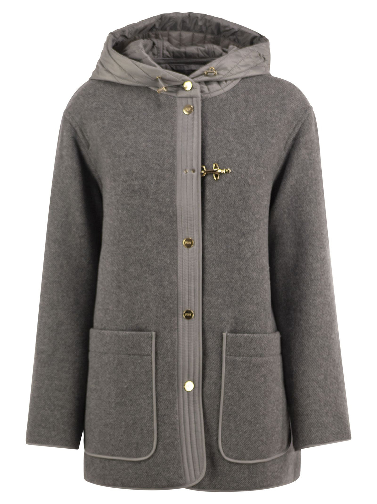 Fay Women Wool-Blend Coat With Padded Hood FAY
